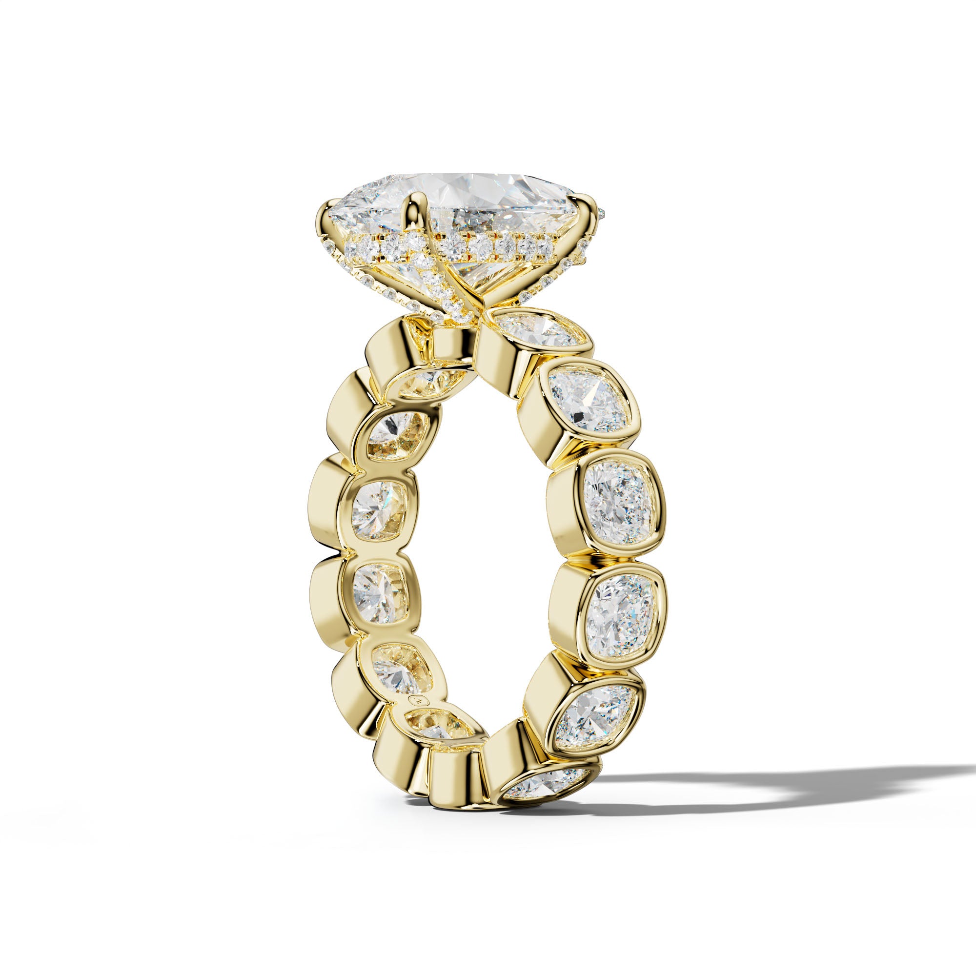 Emerson Pear Shape Engagement Ring With Cushion Side Stones