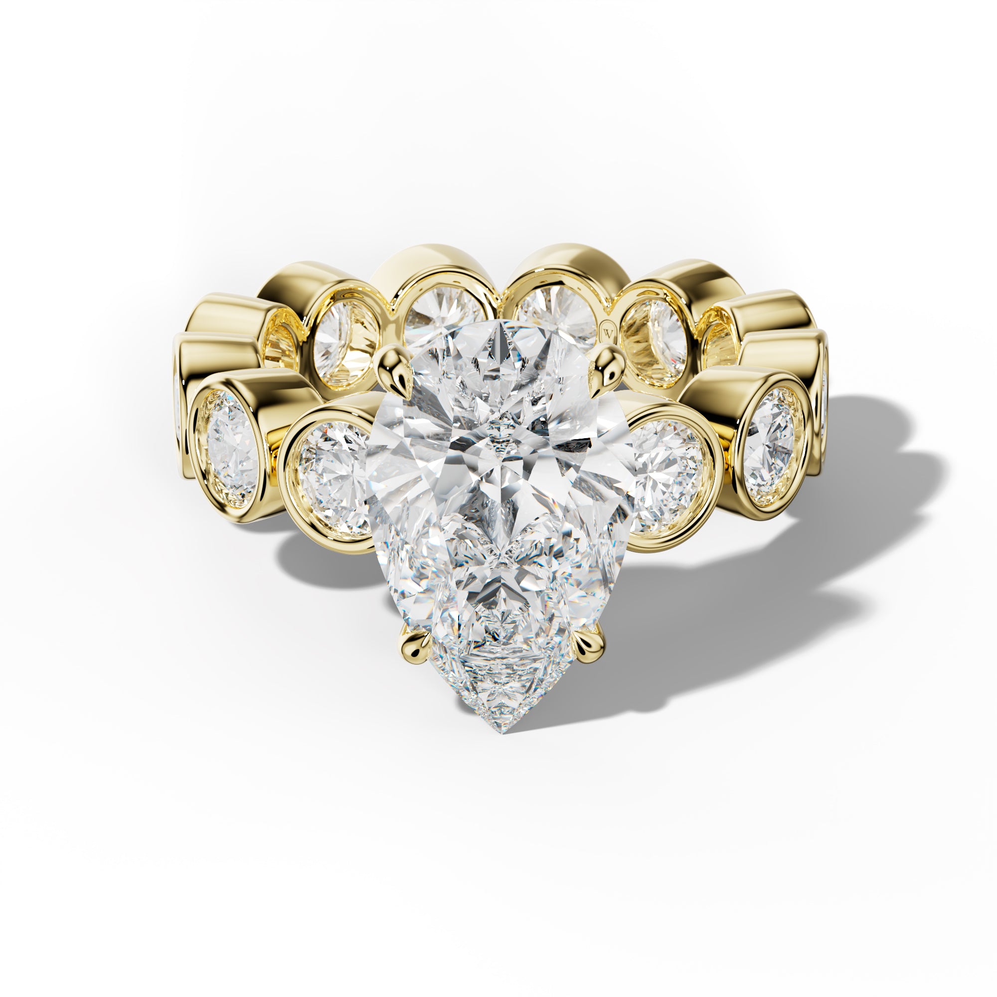 Maeve Pear Shape Engagement Ring With Round Side Stones