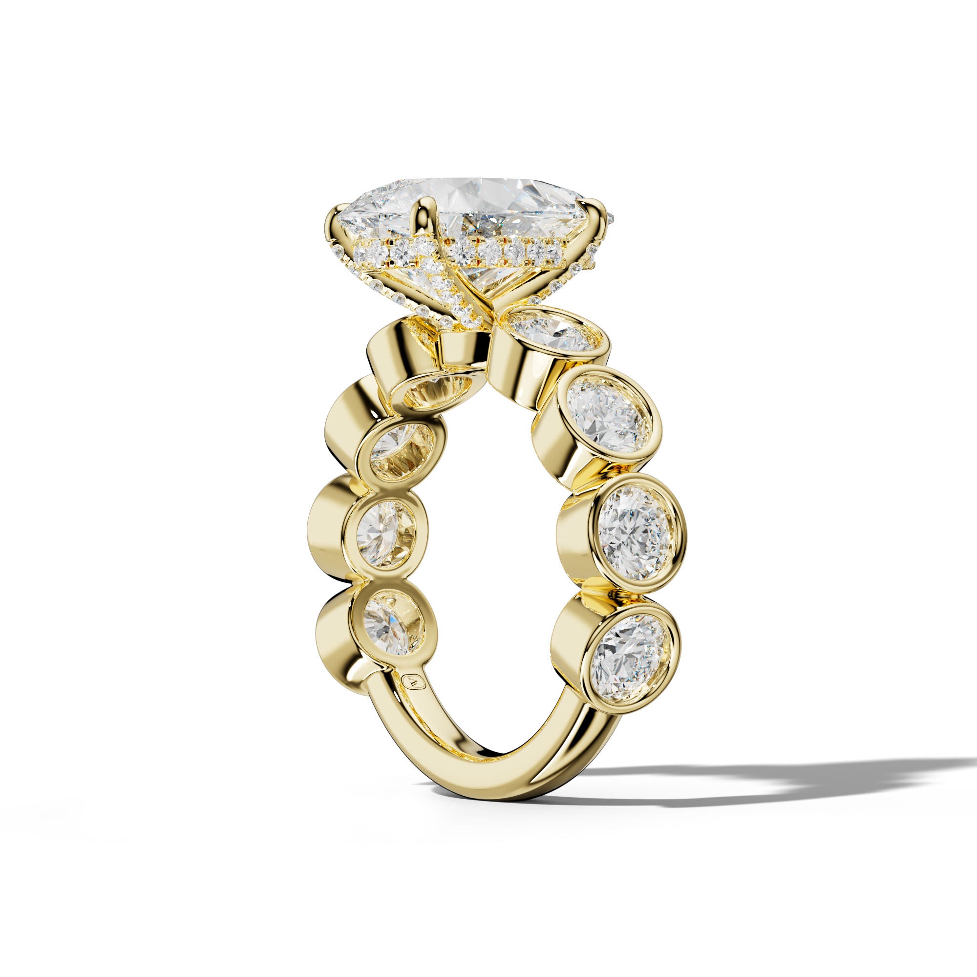 Raegan Pear Shape Engagement Ring With Round Side Stones
