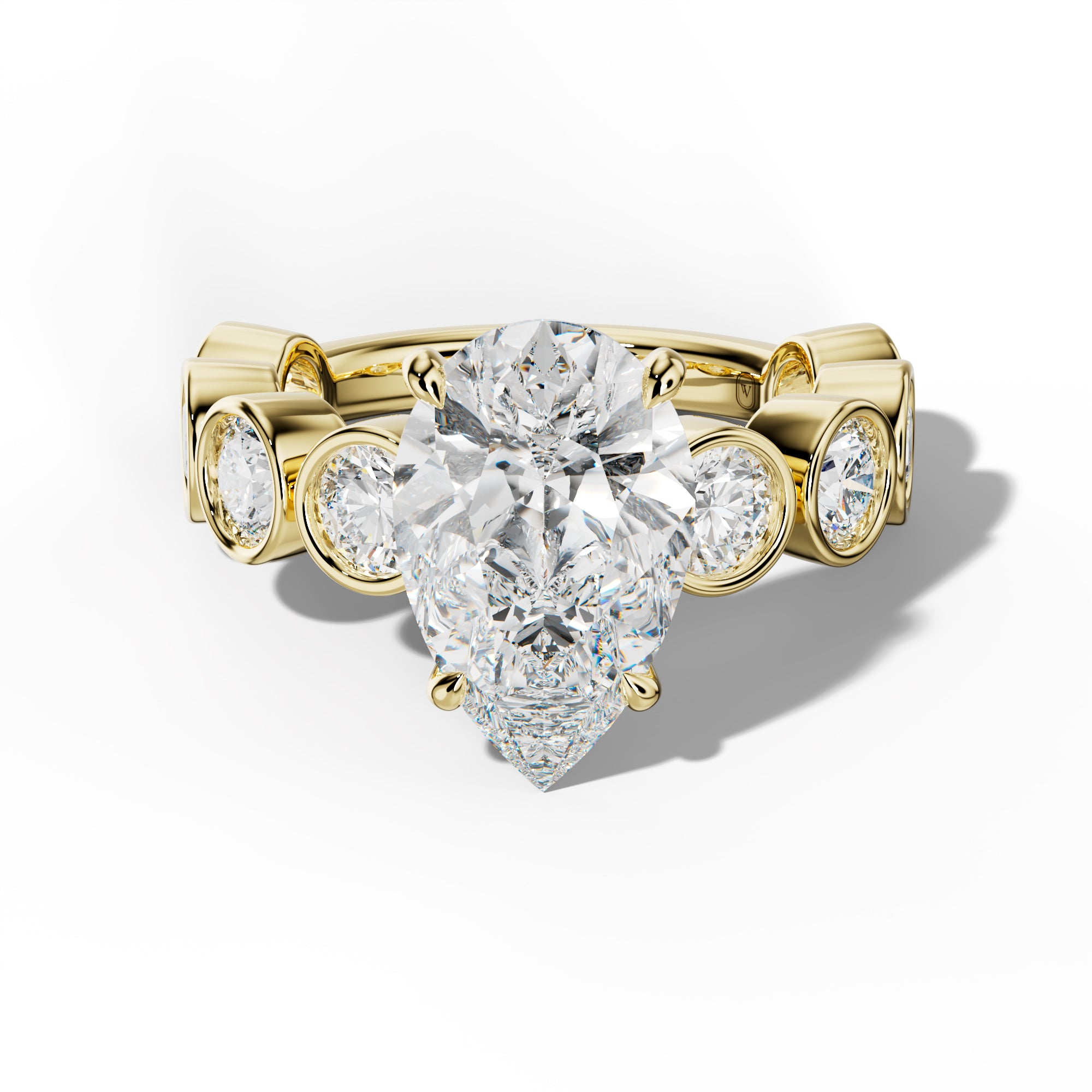 Raegan Pear Shape Engagement Ring With Round Side Stones