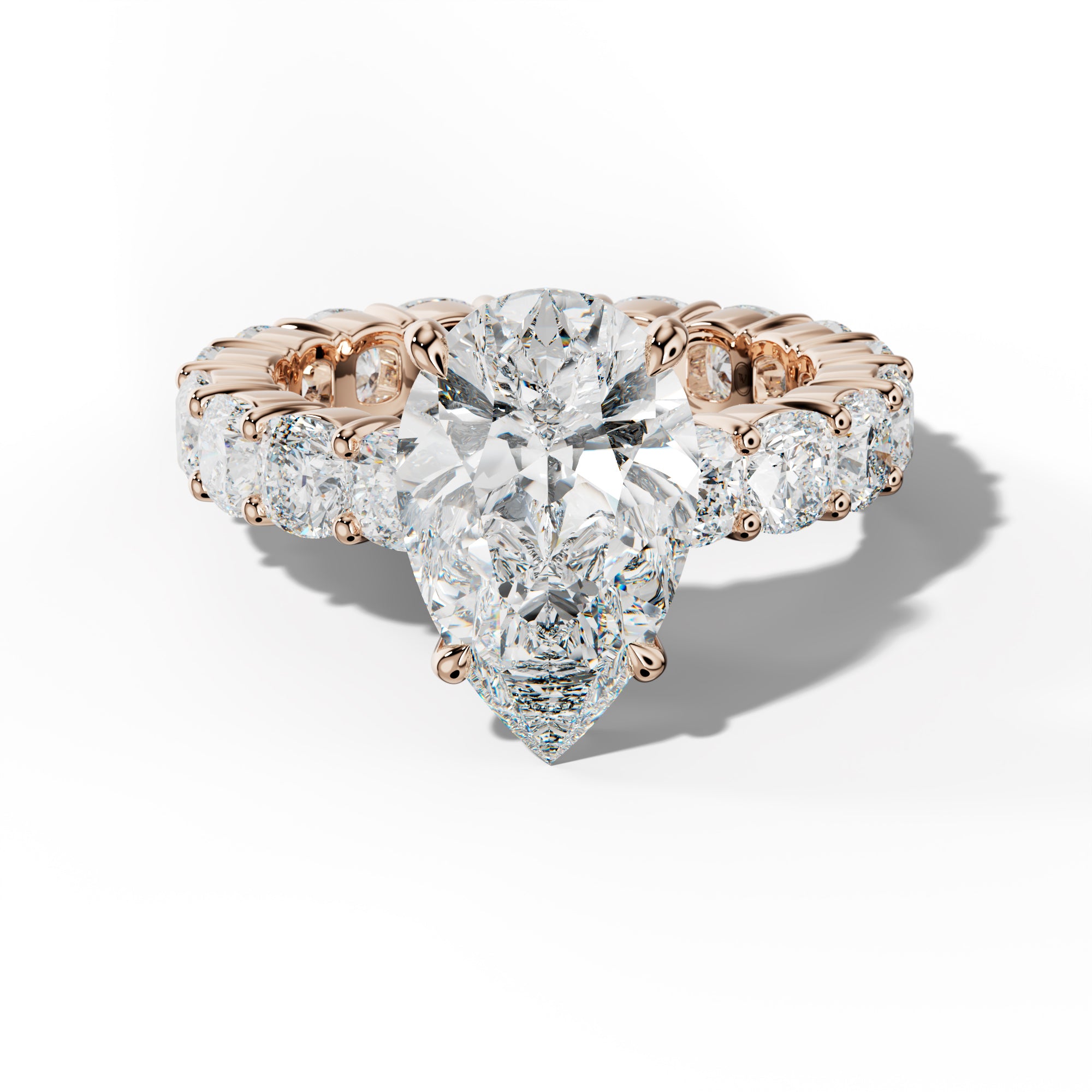 Teagan Pear Shape Engagement Ring With Cushion Side Stones