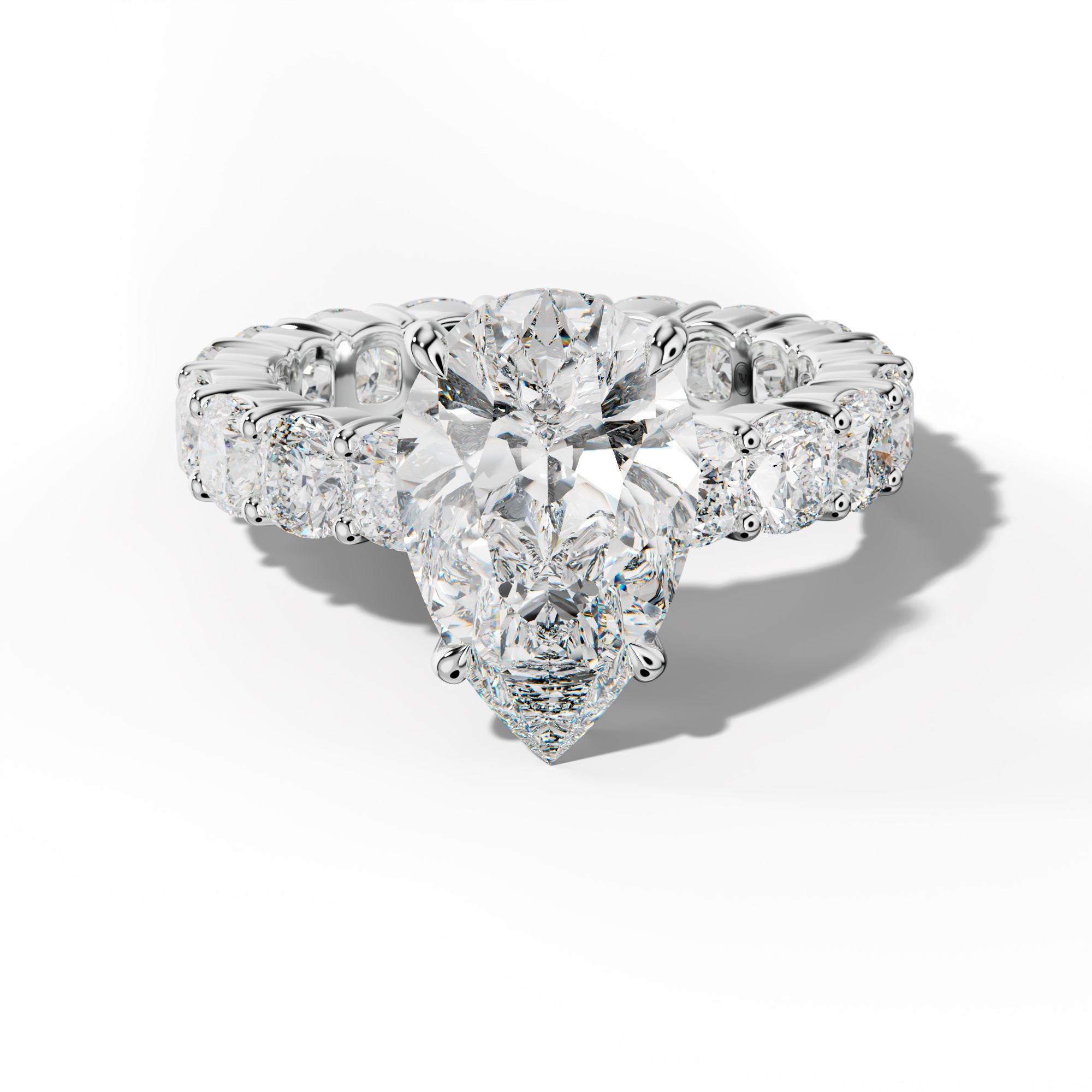 Teagan Pear Shape Engagement Ring With Cushion Side Stones