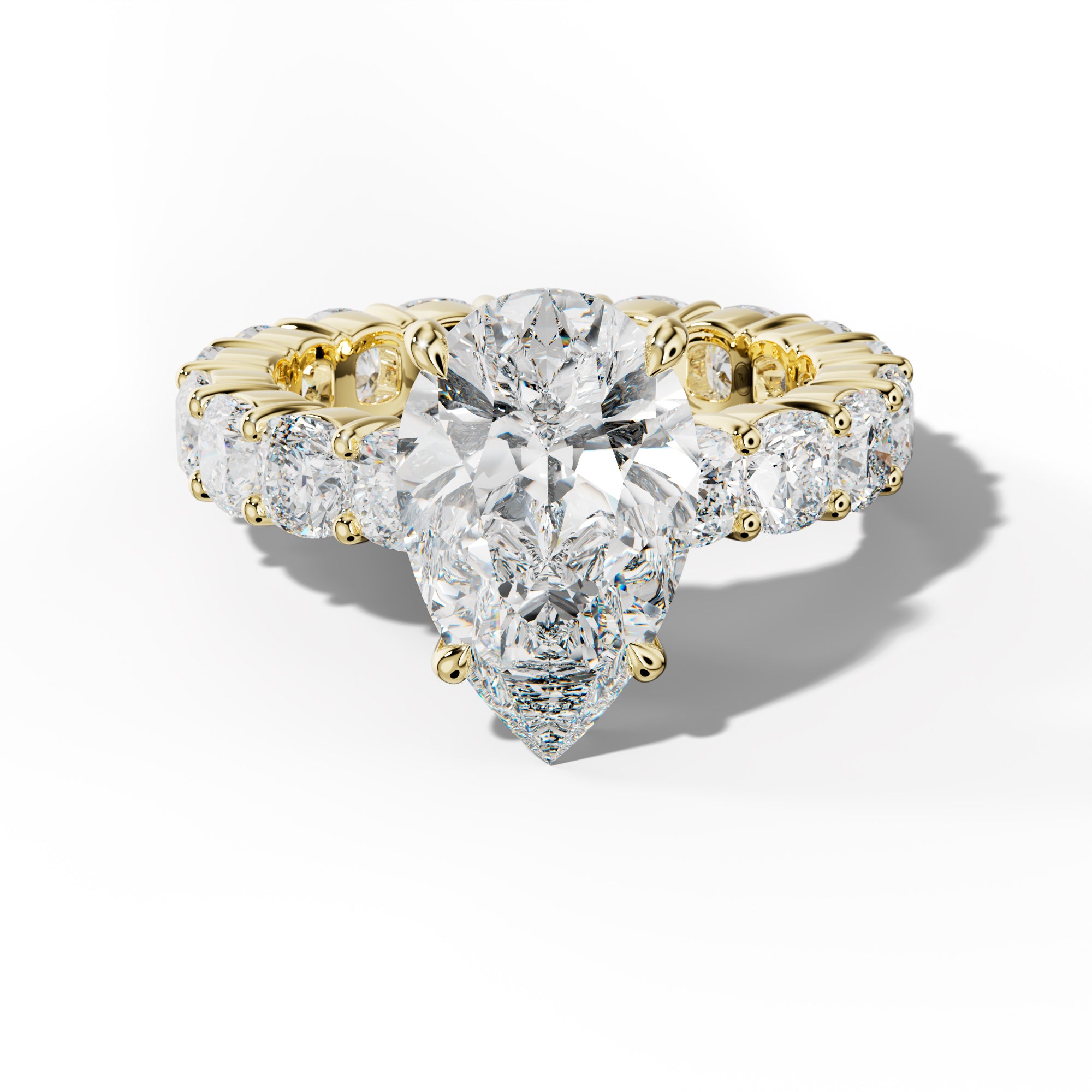 Teagan Pear Shape Engagement Ring With Cushion Side Stones