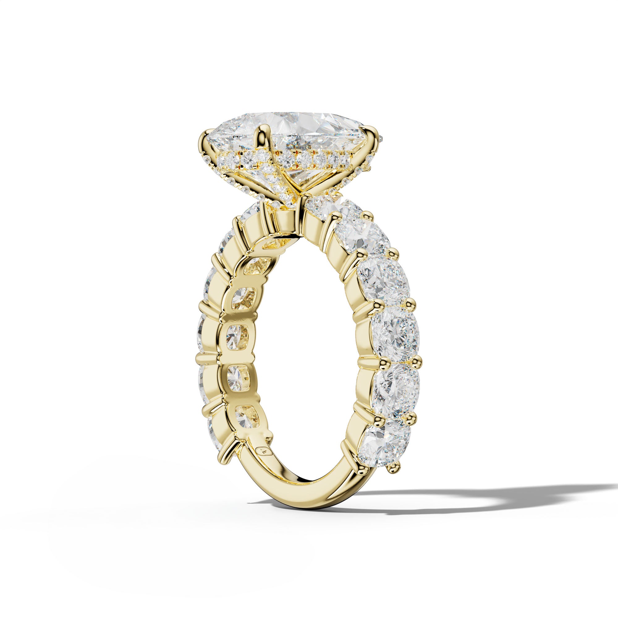 Scottie Pear Shape Engagement Ring With Cushion Side Stones