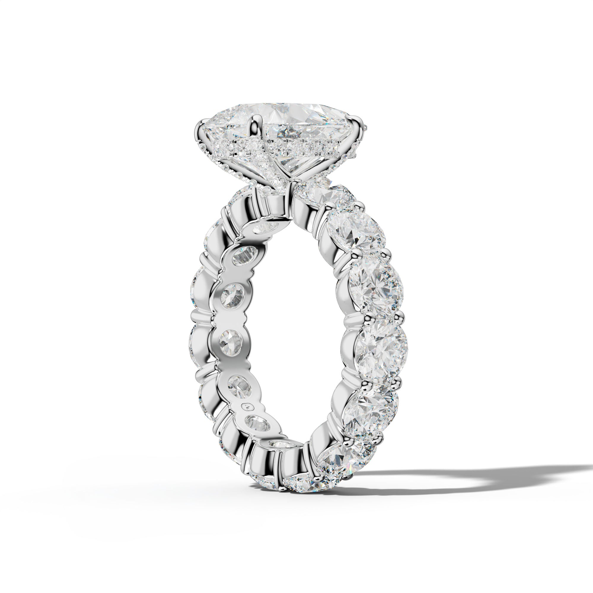Fernanda Pear Shape Engagement Ring With Round Side Stones