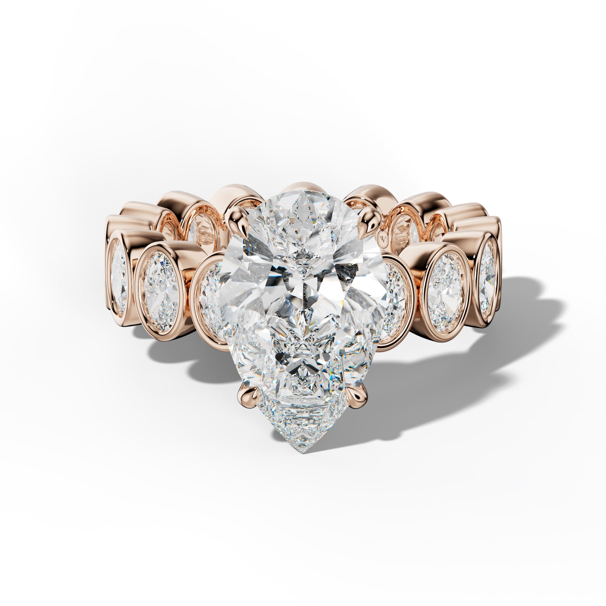 Brielle Pear Shape Engagement Ring With Oval Side Stones