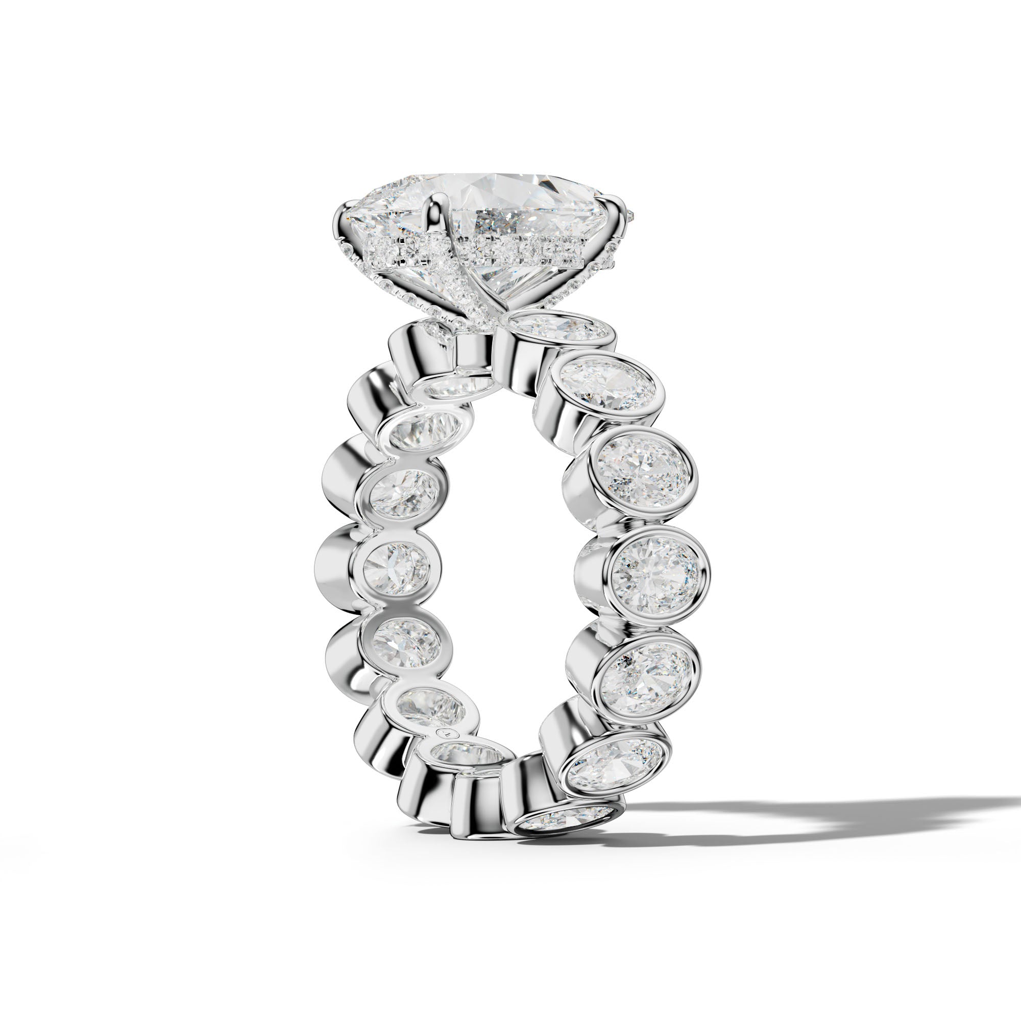Brielle Pear Shape Engagement Ring With Oval Side Stones