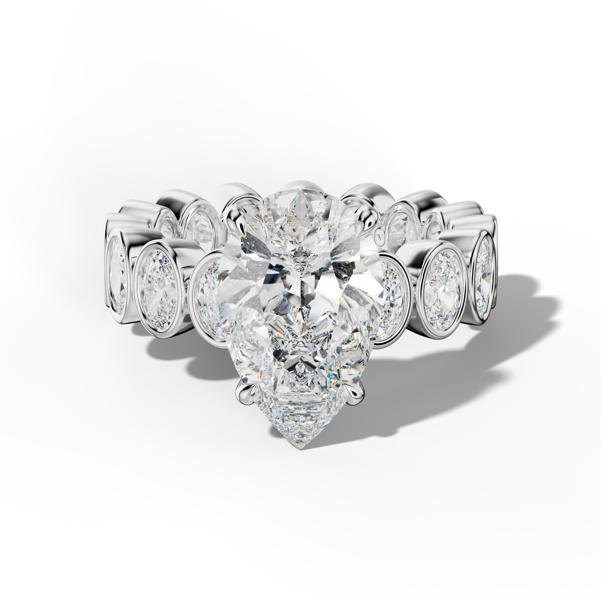 Brielle Pear Shape Engagement Ring With Oval Side Stones
