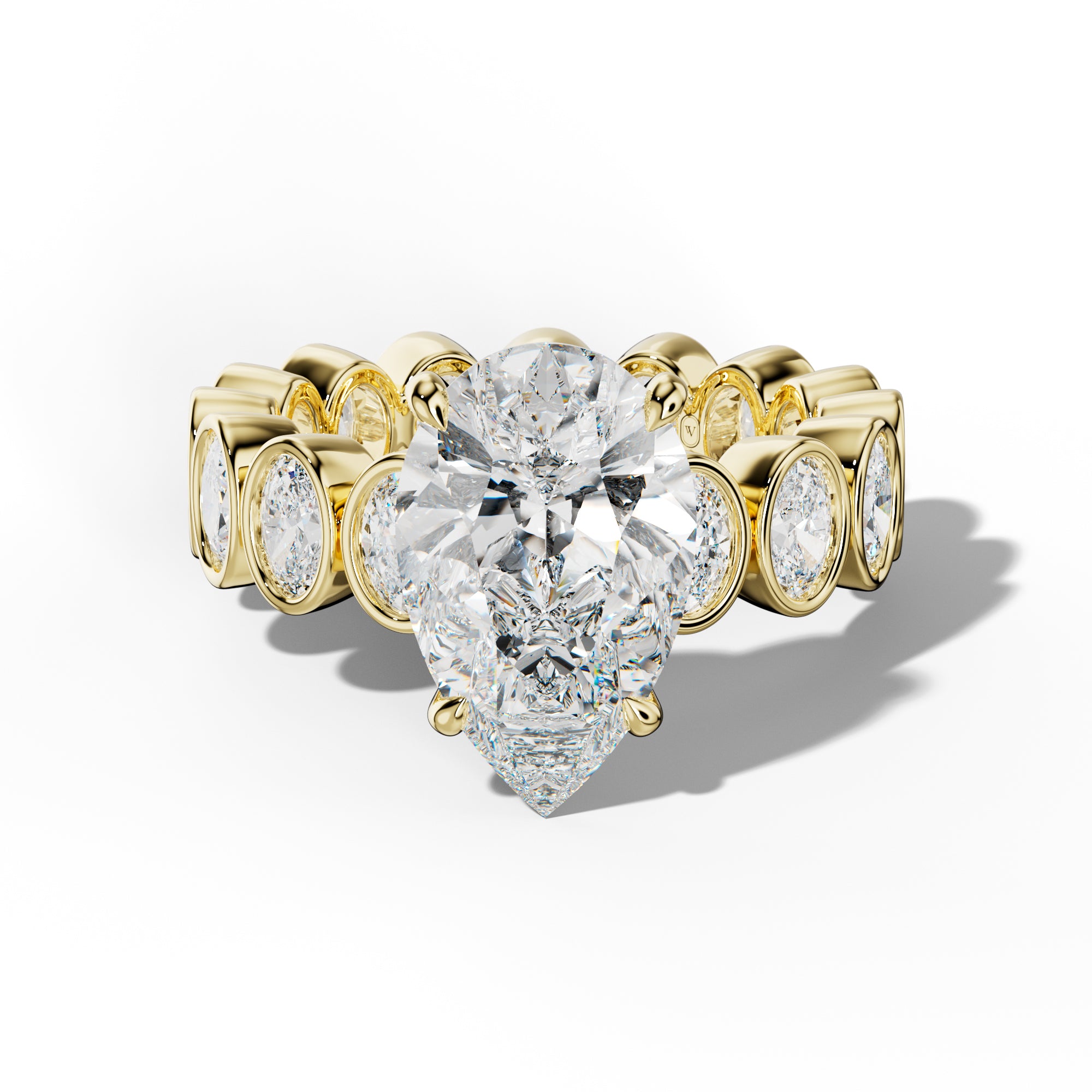 Brielle Pear Shape Engagement Ring With Oval Side Stones