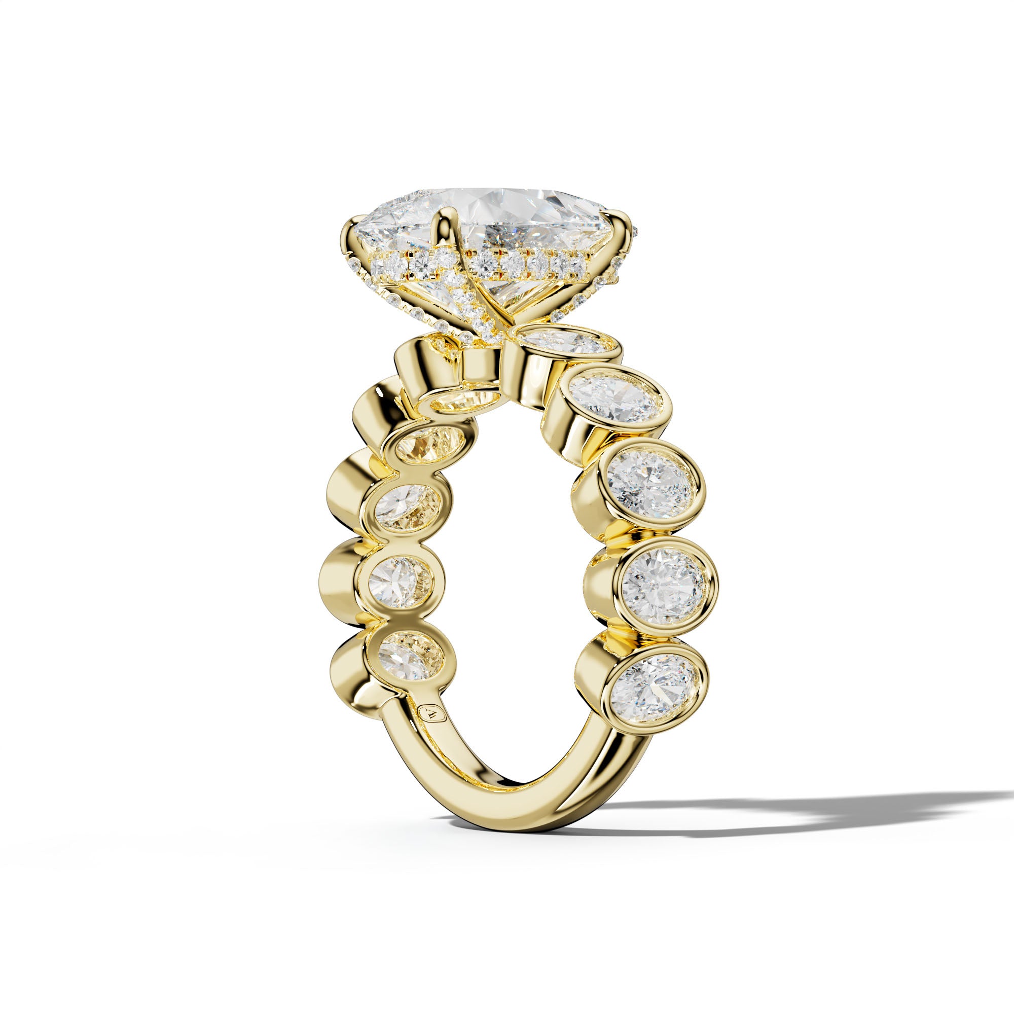 Linda Pear Shape Engagement Ring With Oval Side Stones