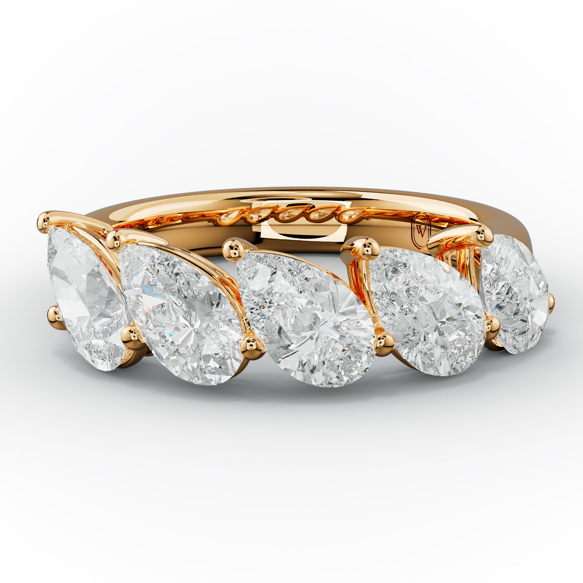 3.0 Carat Slanted Pear Diamond Anniversary Band