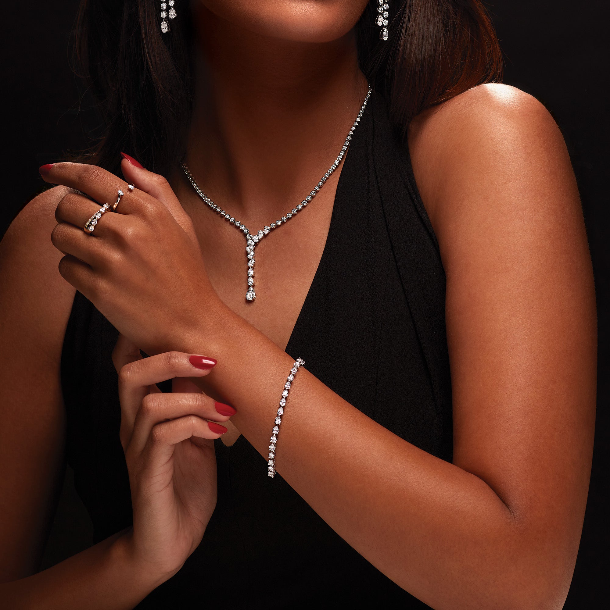 6.5 ct. Pear Shape Diamond Tennis Bracelet-VIRABYANI