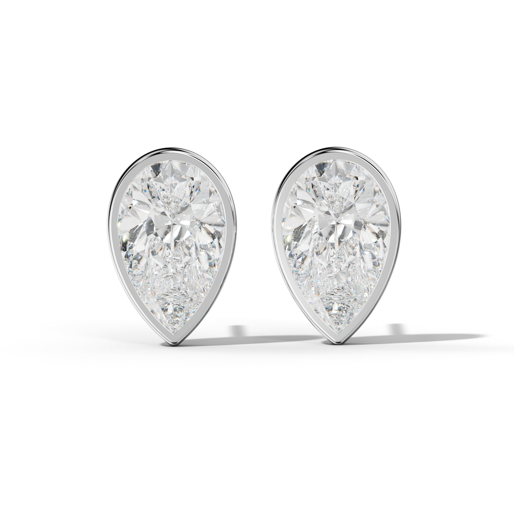Pear Shape Diamond Stud Earrings With Martini Bezel Set