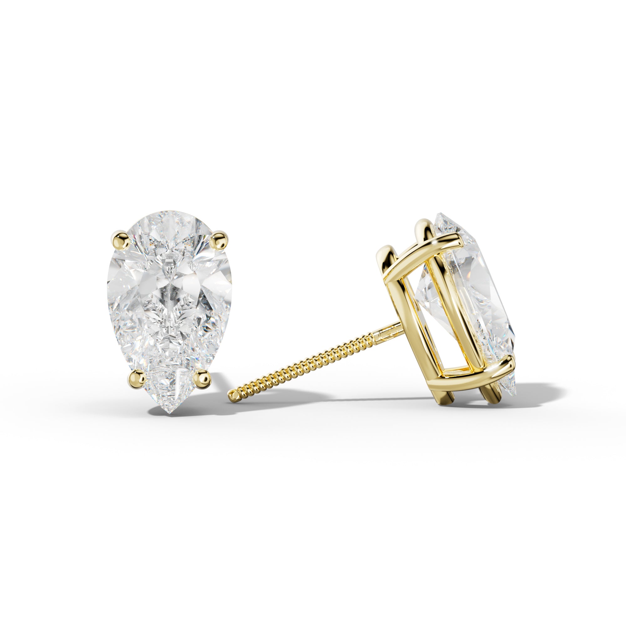 Pear Shape Diamond Stud Earrings With Classic Four Prongs – VIRABYANI