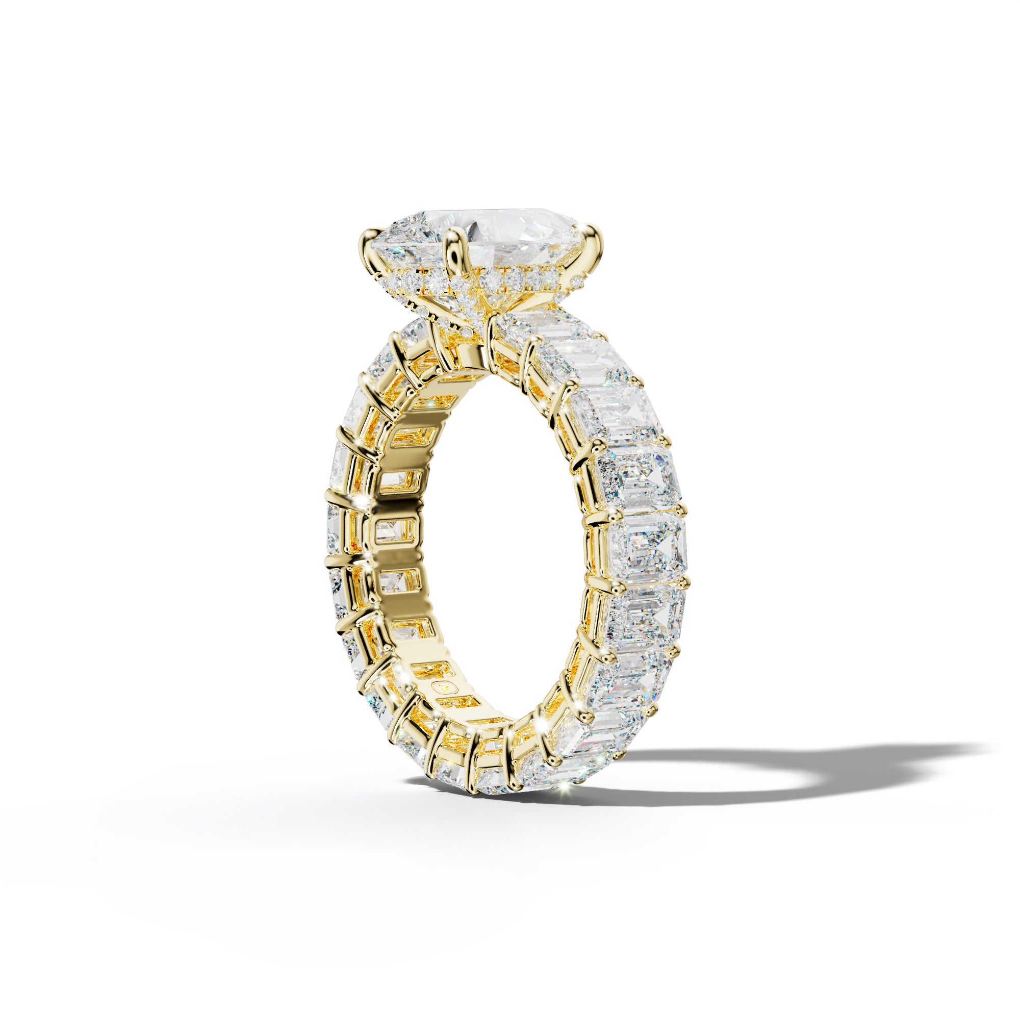 Jazmine Pear Shape Engagement Ring With Emerald Cut Side Stones