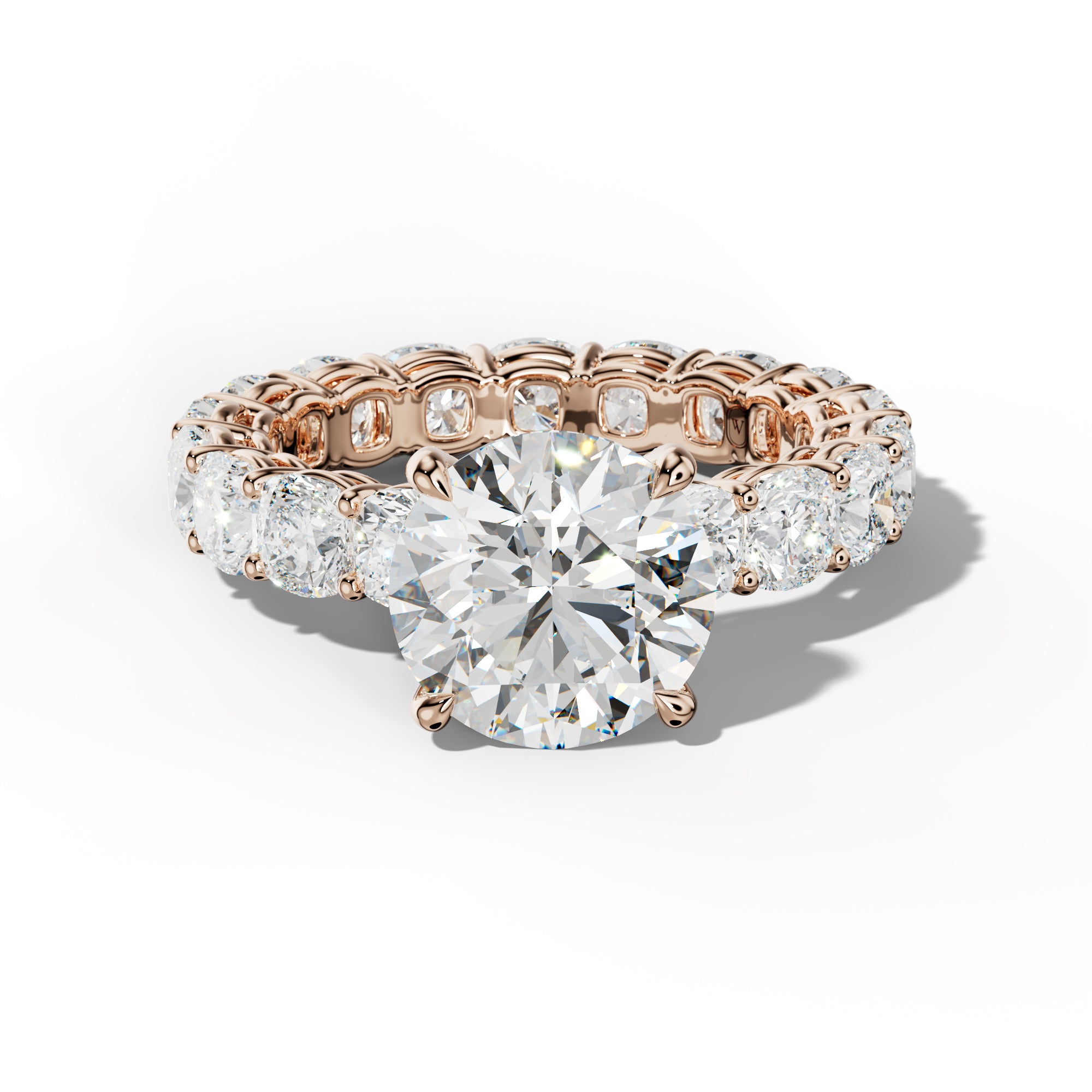 Celine Round Diamond Engagement Ring With Cushion Side Stones