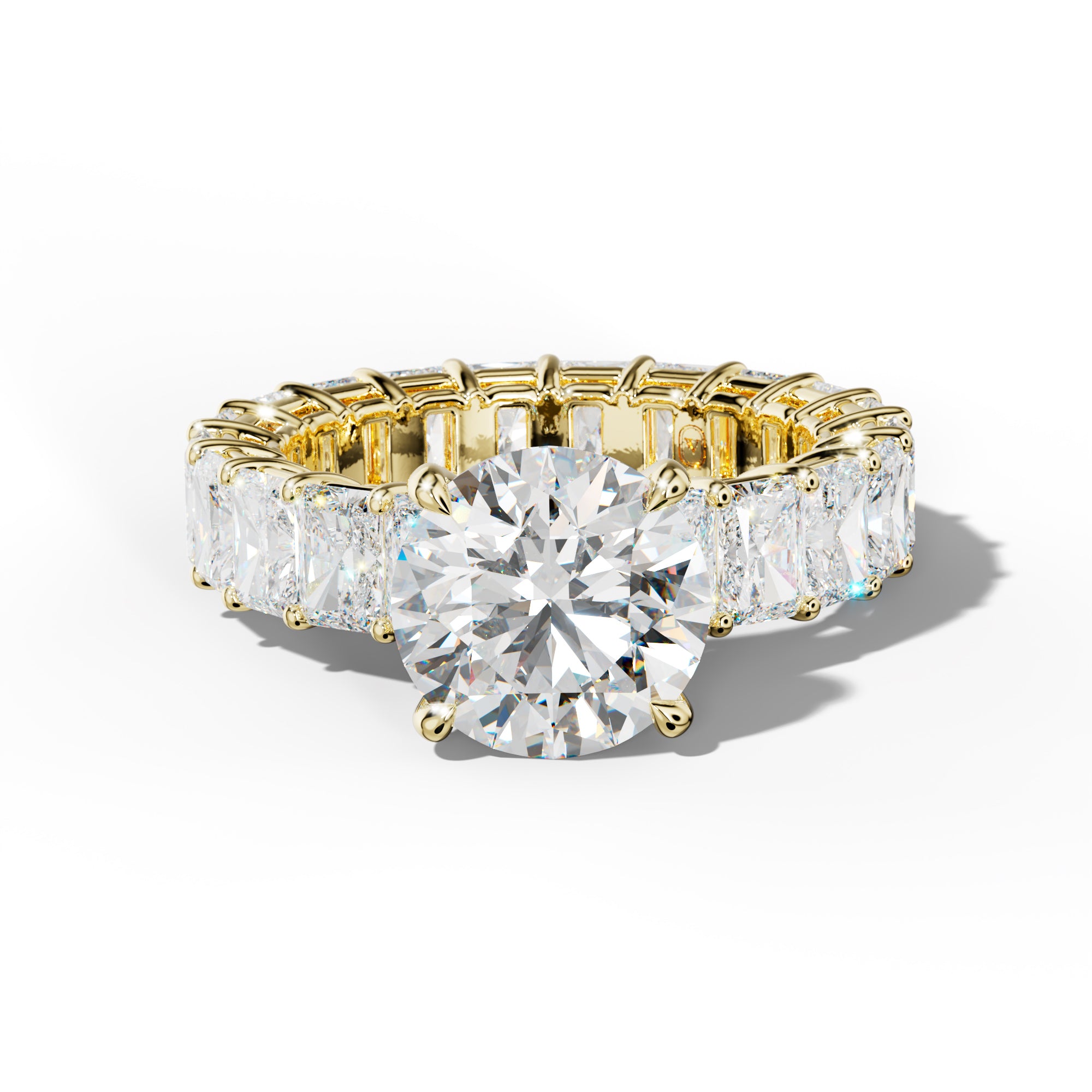 Soraya Round Diamond Engagement Ring With Radiant Side Stones