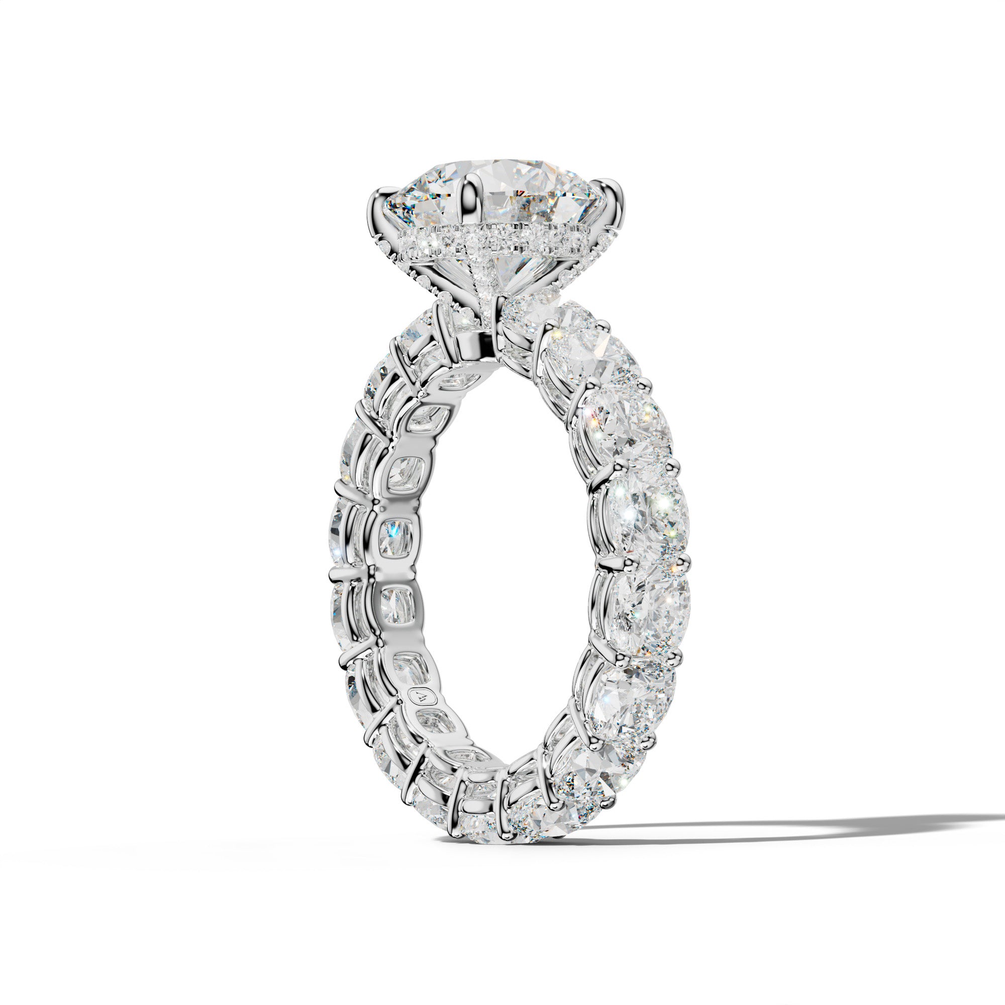 Celine Round Diamond Engagement Ring With Cushion Side Stones