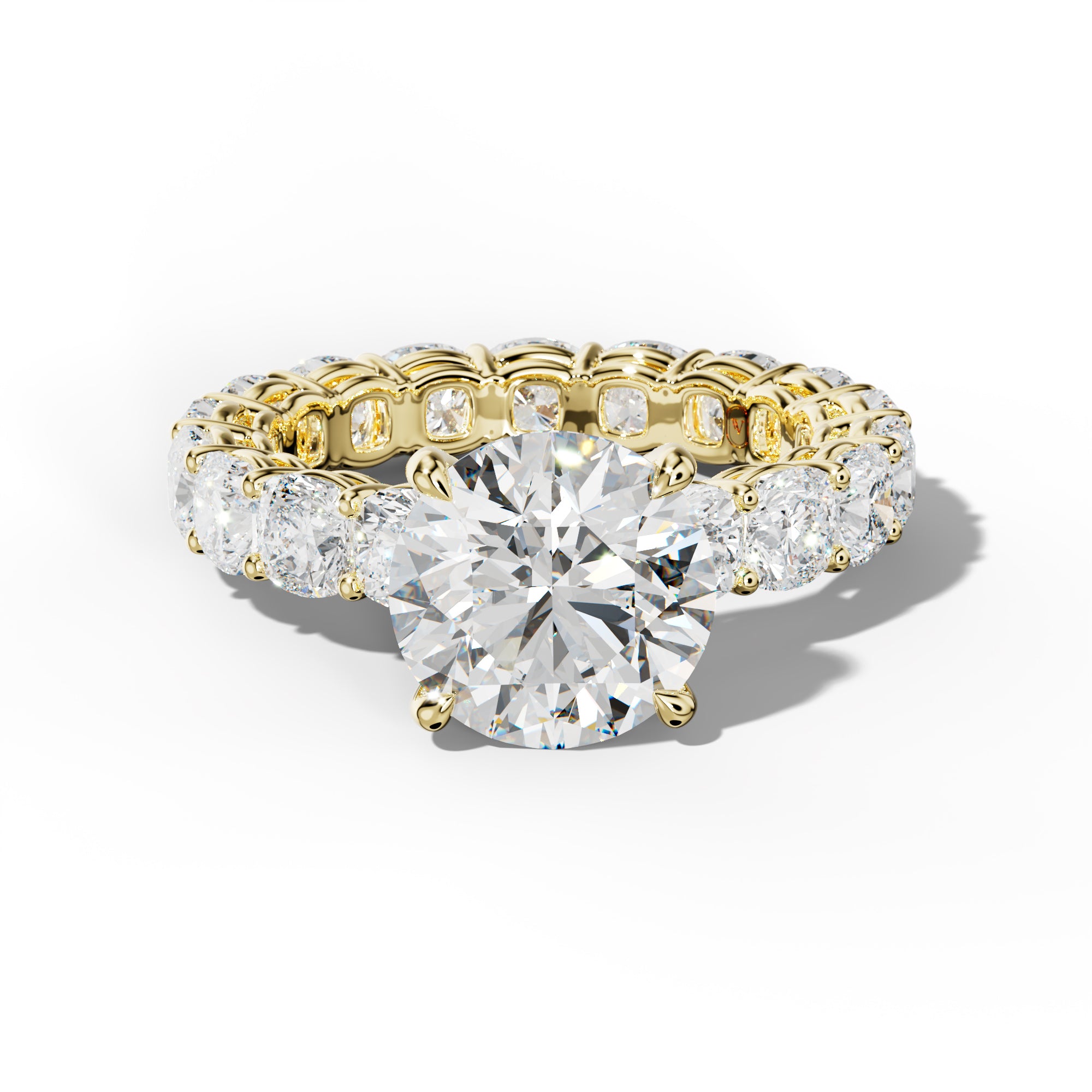 Celine Round Diamond Engagement Ring With Cushion Side Stones