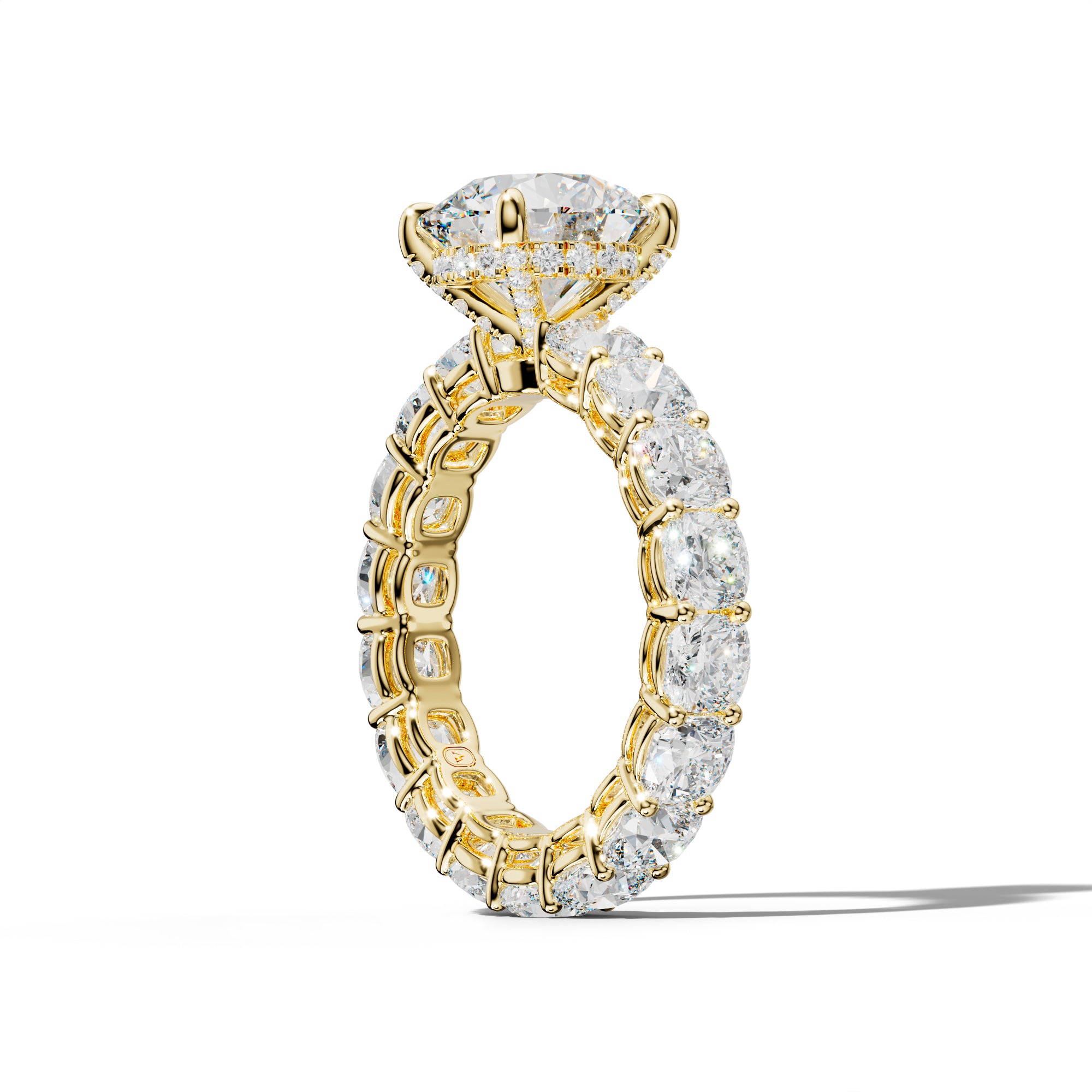 Celine Round Diamond Engagement Ring With Cushion Side Stones