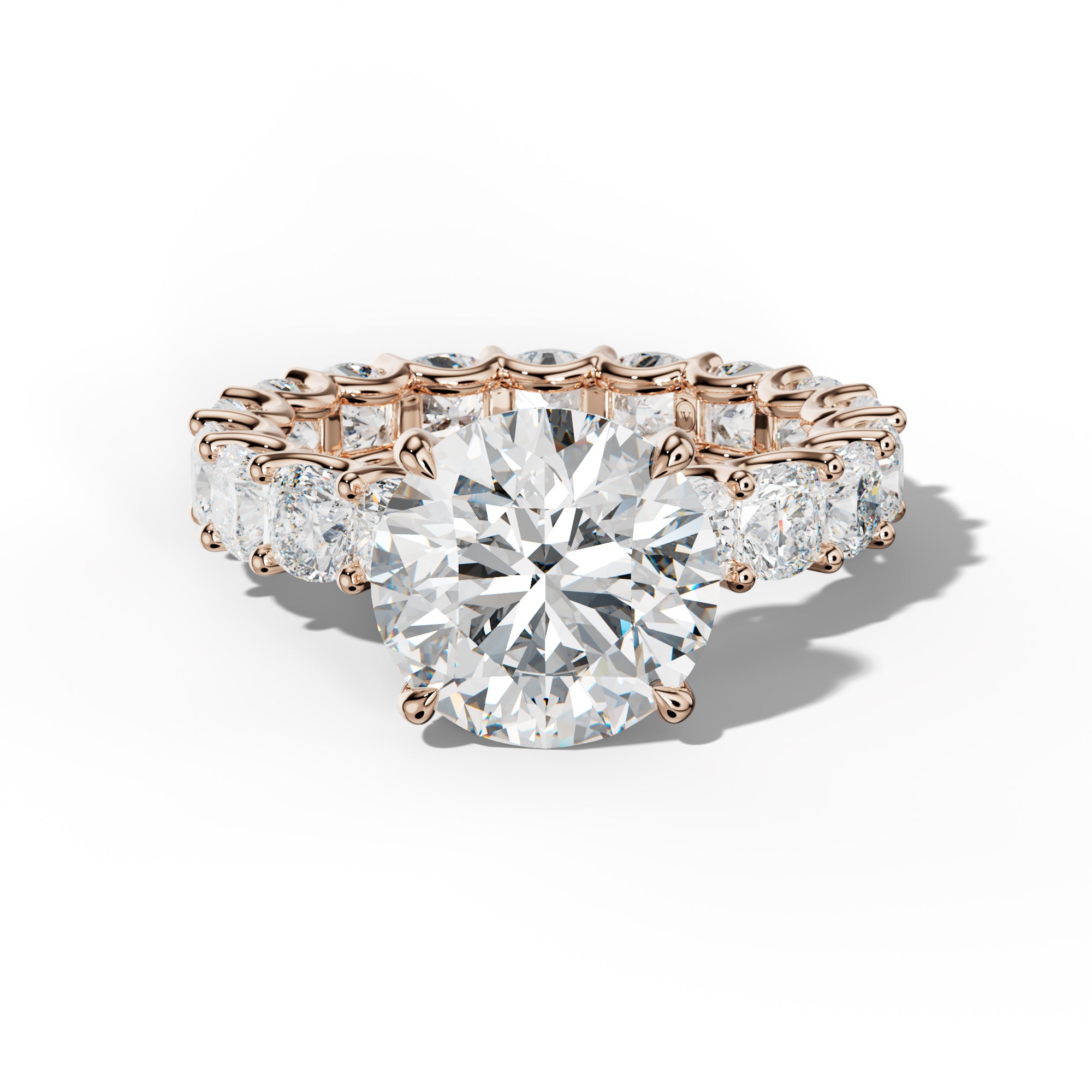 Karla Round Diamond Engagement Ring With Cushion Side Stones