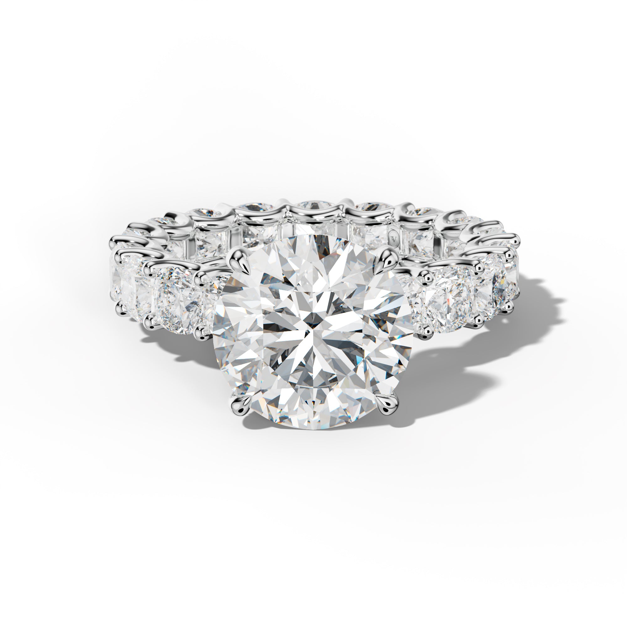 Karla Round Diamond Engagement Ring With Cushion Side Stones