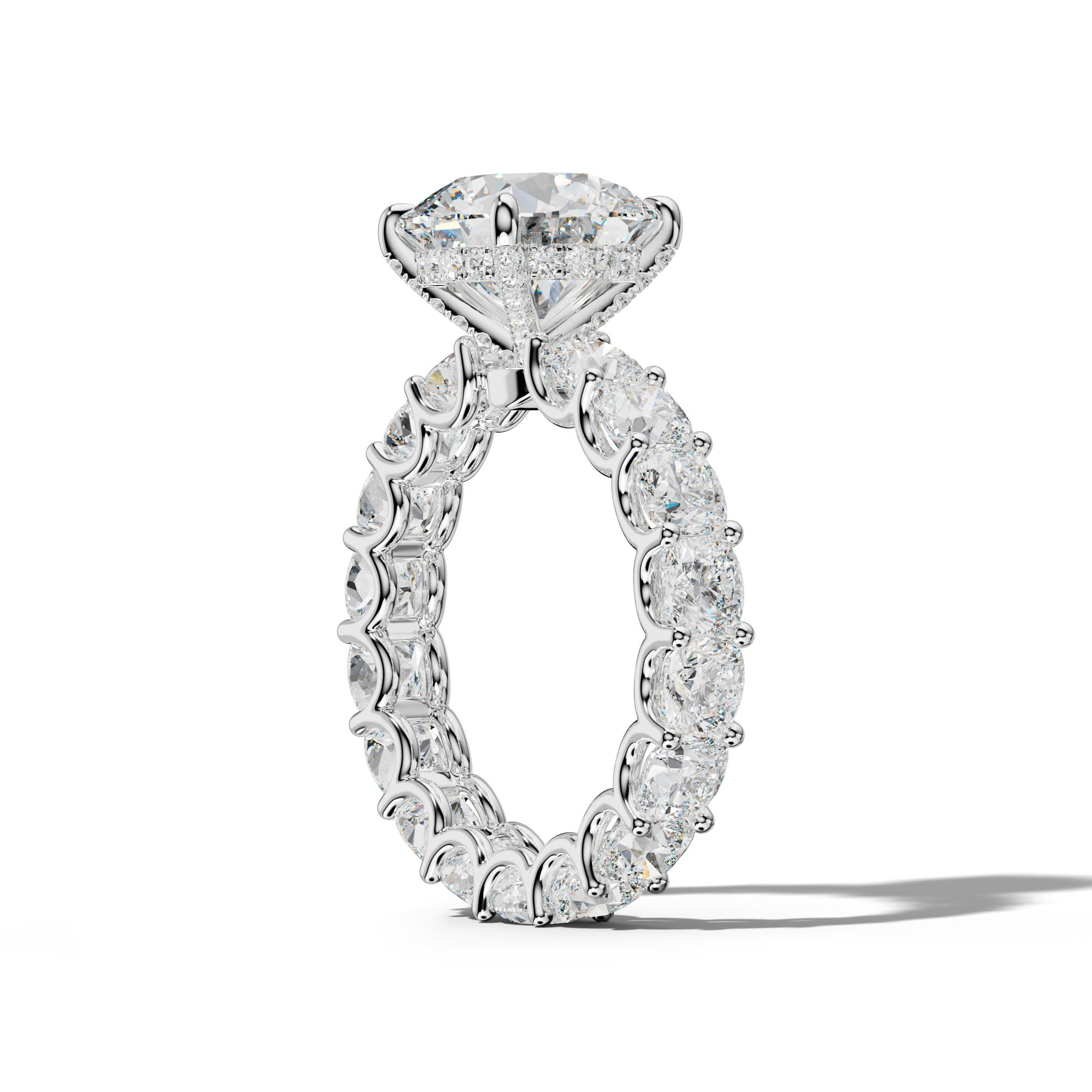 Karla Round Diamond Engagement Ring With Cushion Side Stones