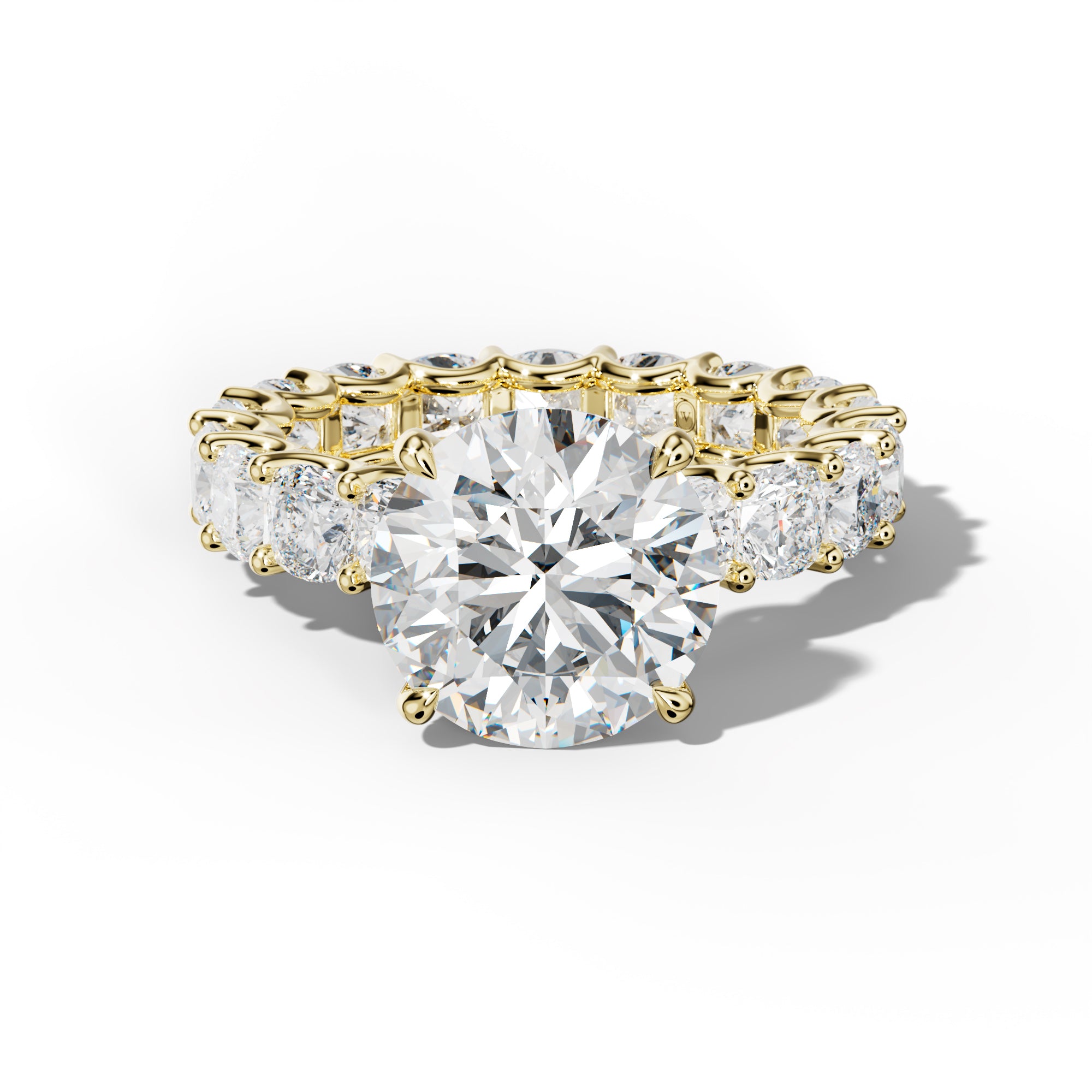Karla Round Diamond Engagement Ring With Cushion Side Stones
