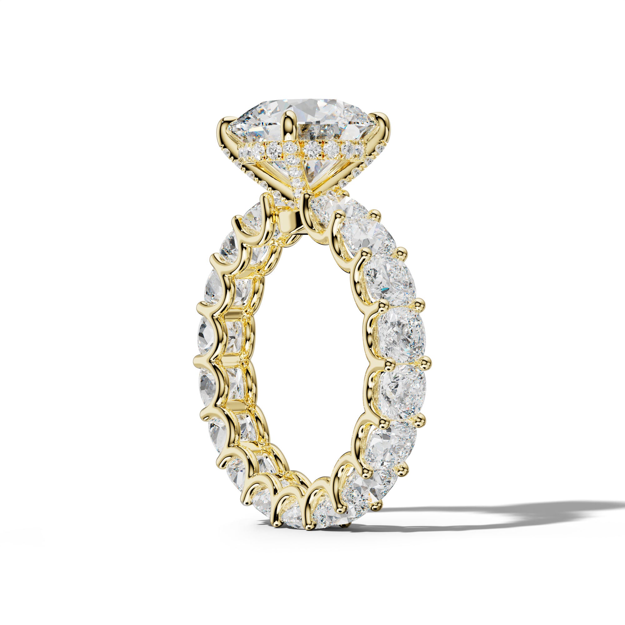 Karla Round Diamond Engagement Ring With Cushion Side Stones