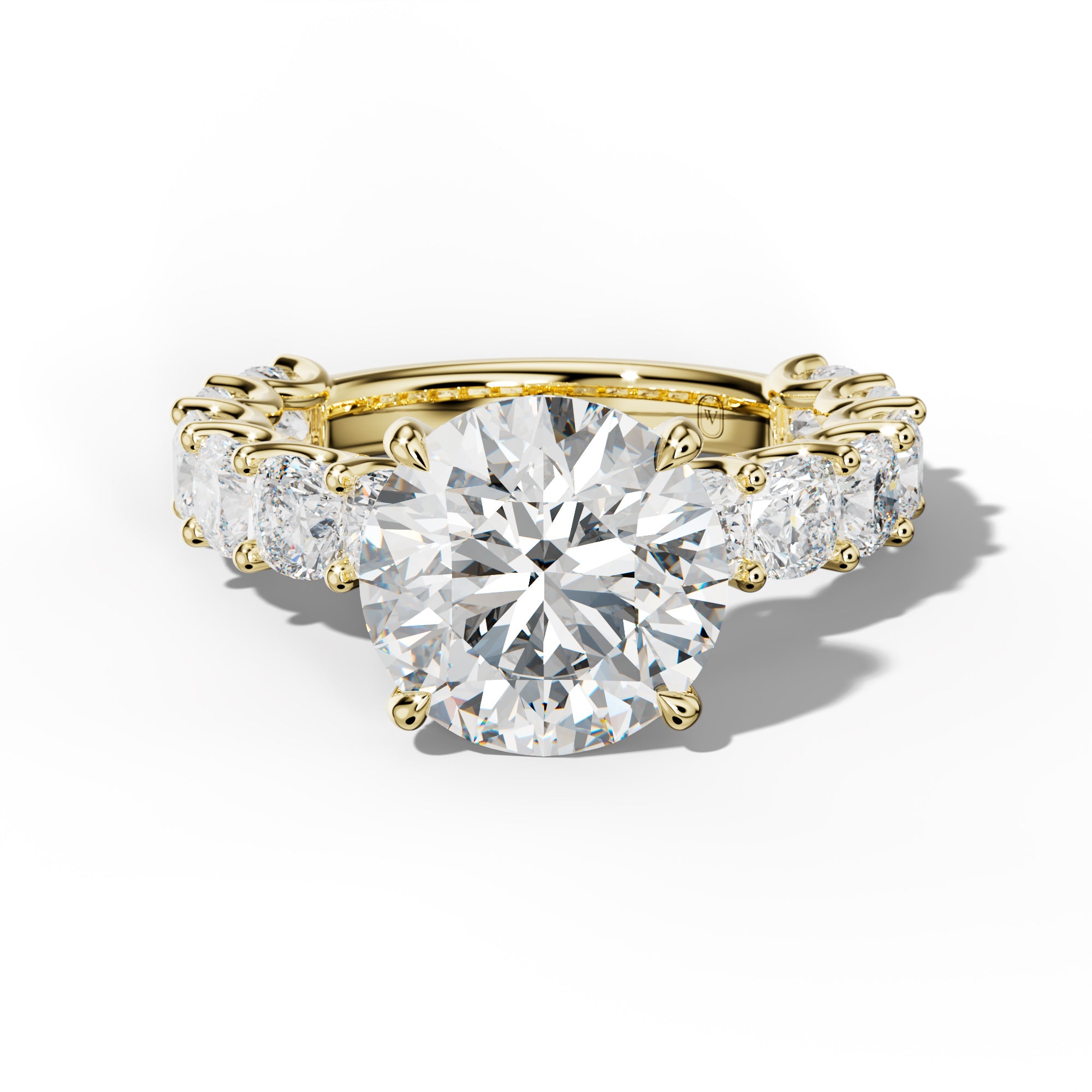 Daniela Round Diamond Engagement Ring With Cushion Side Stones