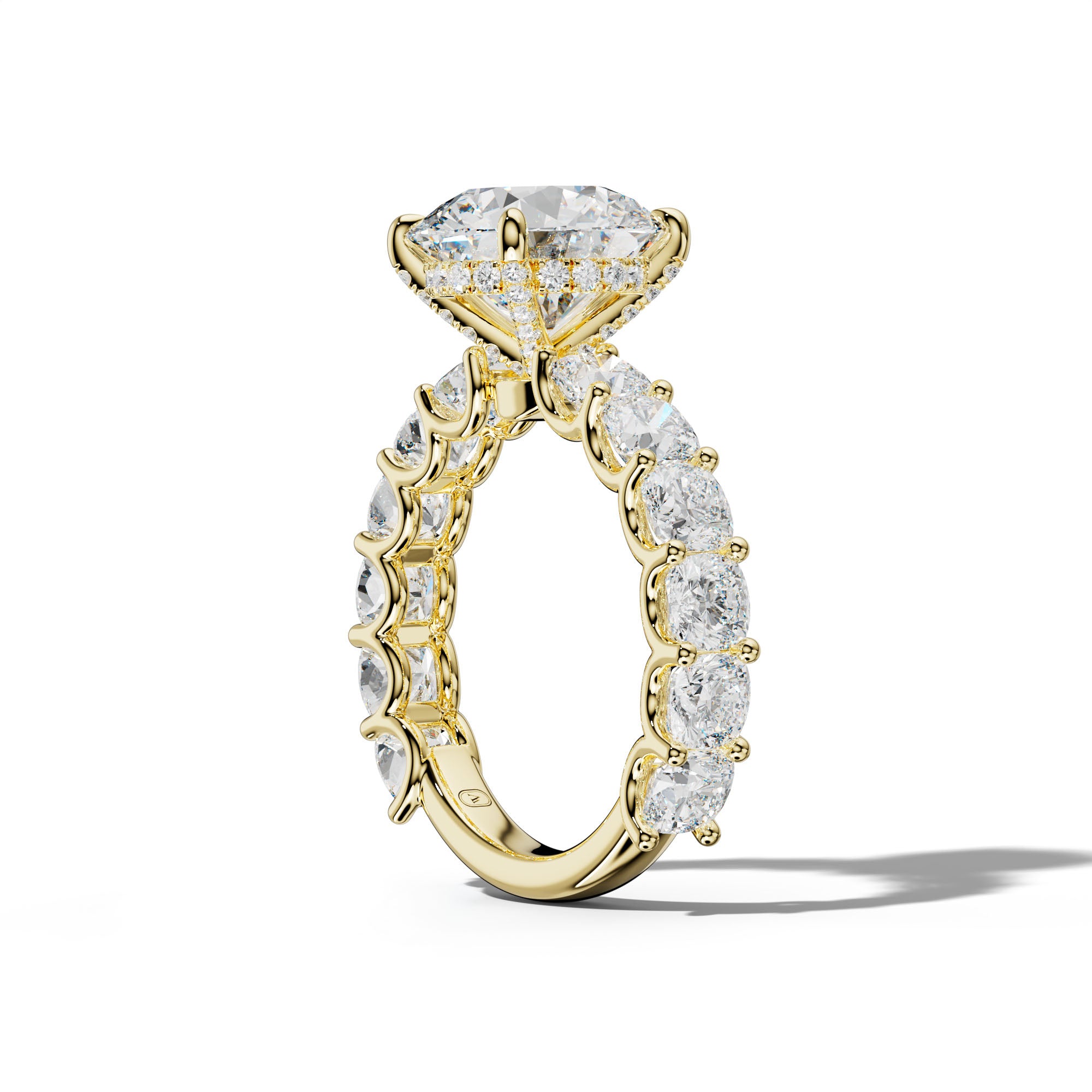 Daniela Round Diamond Engagement Ring With Cushion Side Stones