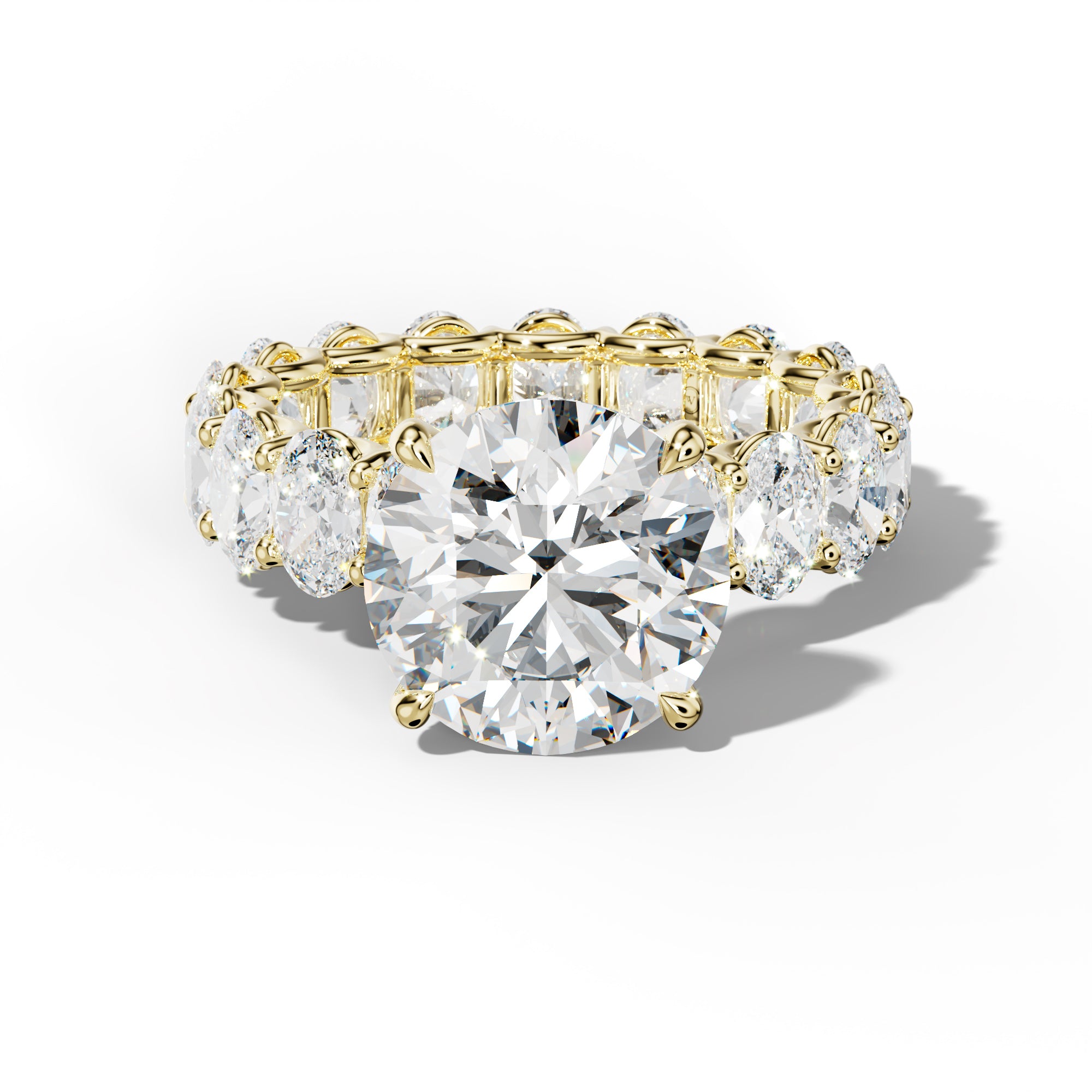 Helena Round Diamond Engagement Ring With Oval Side Stones