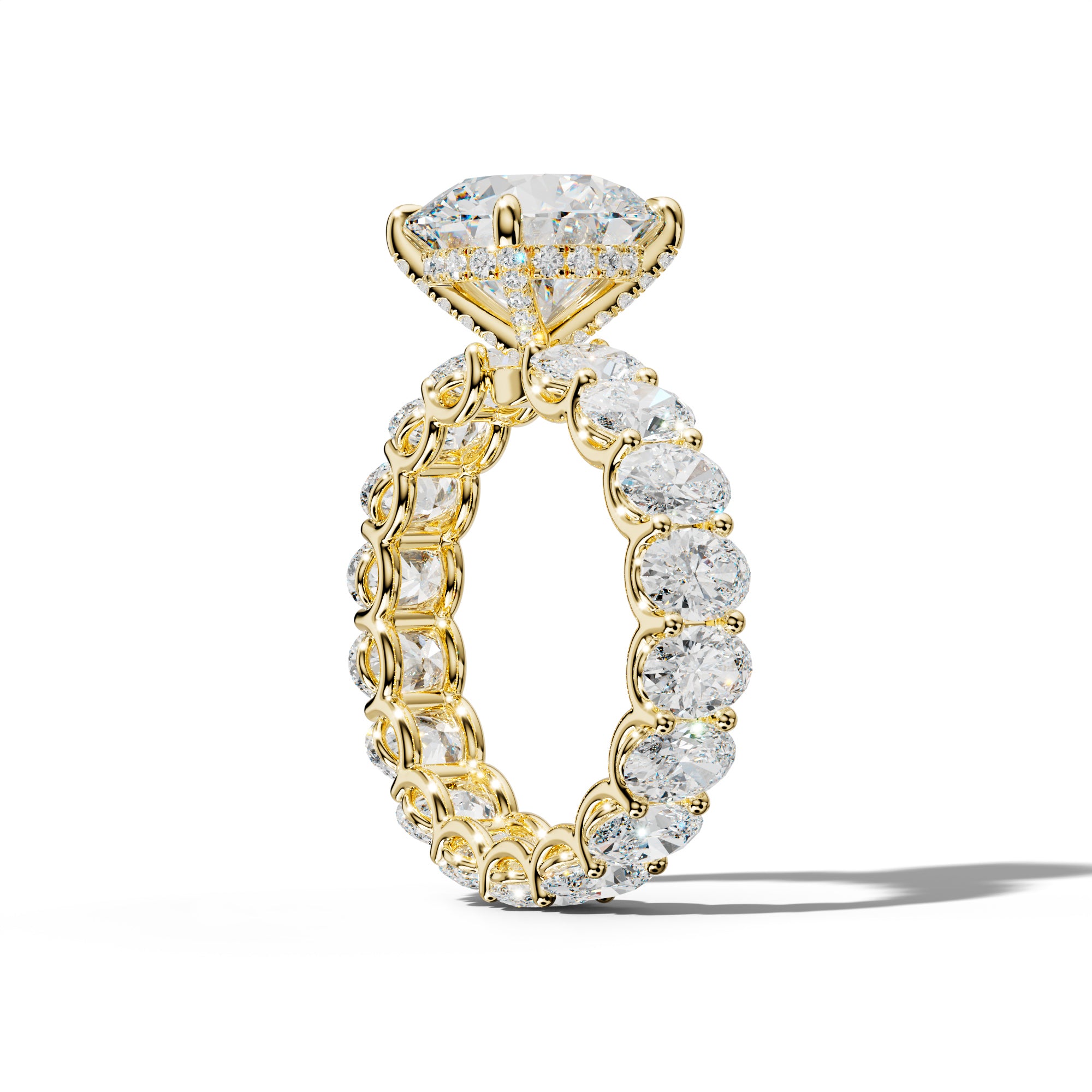 Helena Round Diamond Engagement Ring With Oval Side Stones