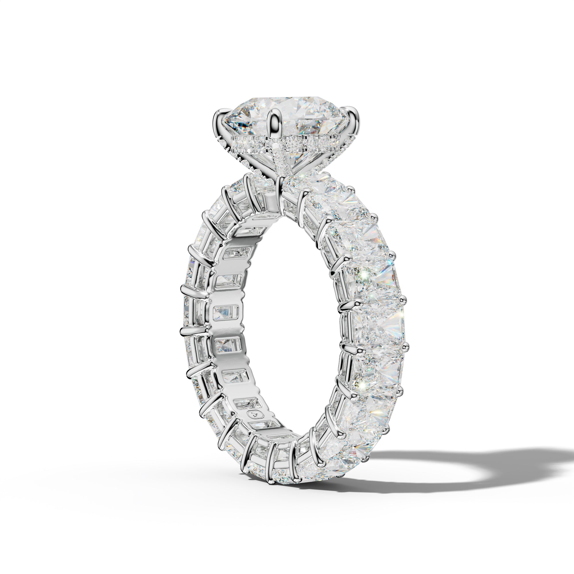 Soraya Round Diamond Engagement Ring With Radiant Side Stones
