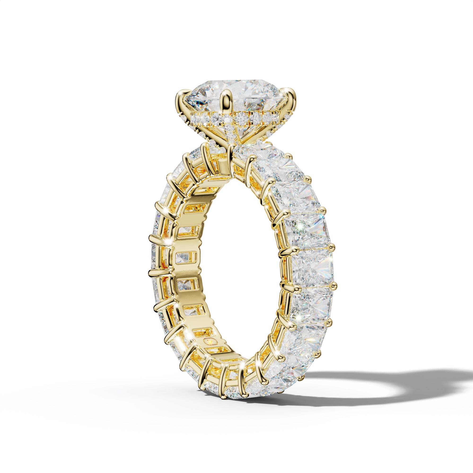 Soraya Round Diamond Engagement Ring With Radiant Side Stones
