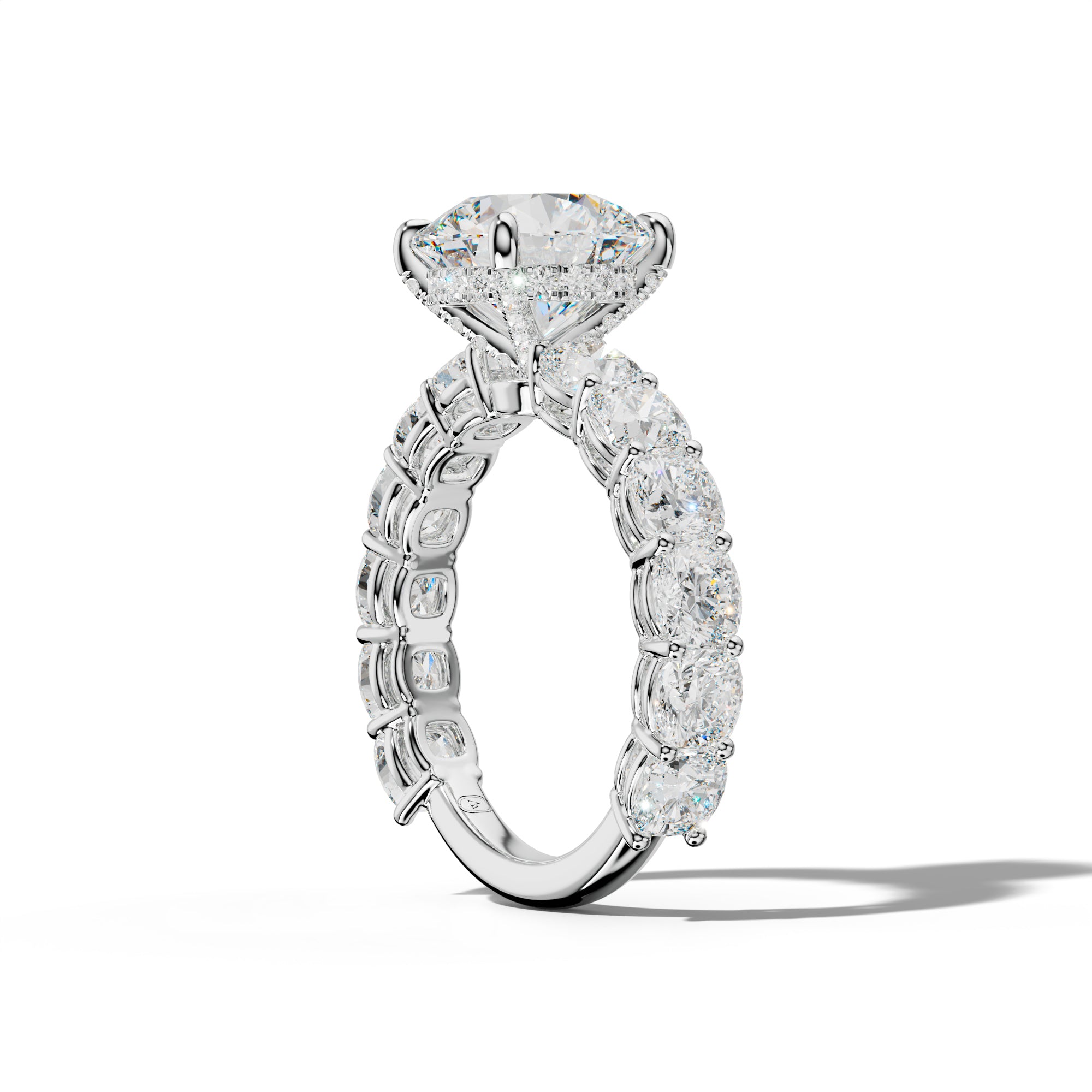 Bailey Round Diamond Engagement Ring With Cushion Side Stones