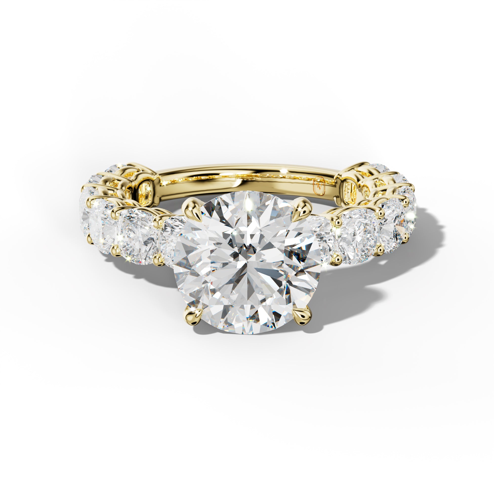 Bailey Round Diamond Engagement Ring With Cushion Side Stones