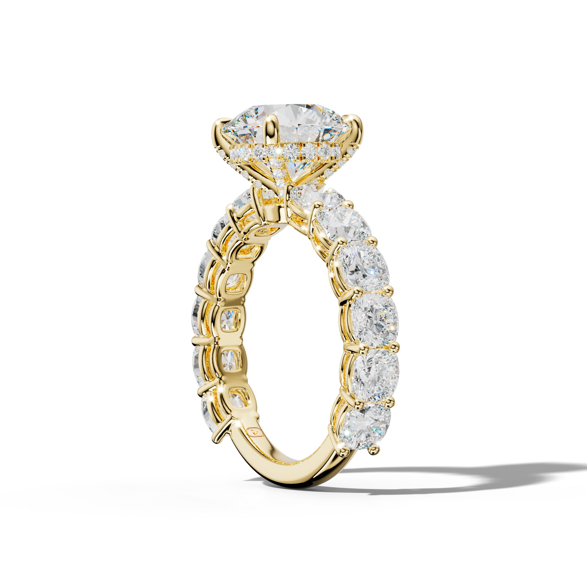 Bailey Round Diamond Engagement Ring With Cushion Side Stones