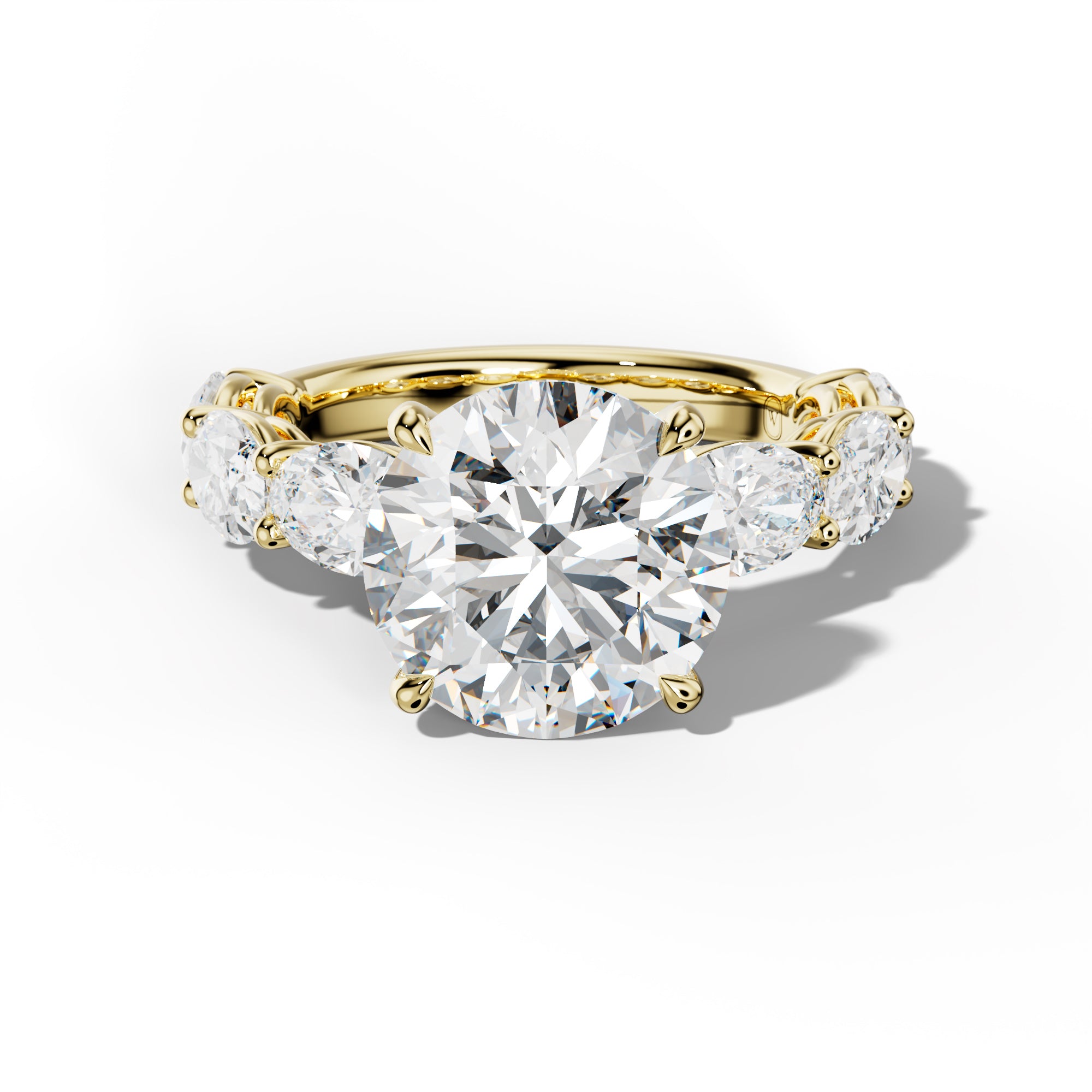 Maci Round Diamond Engagement Ring With East West Oval Side Stones