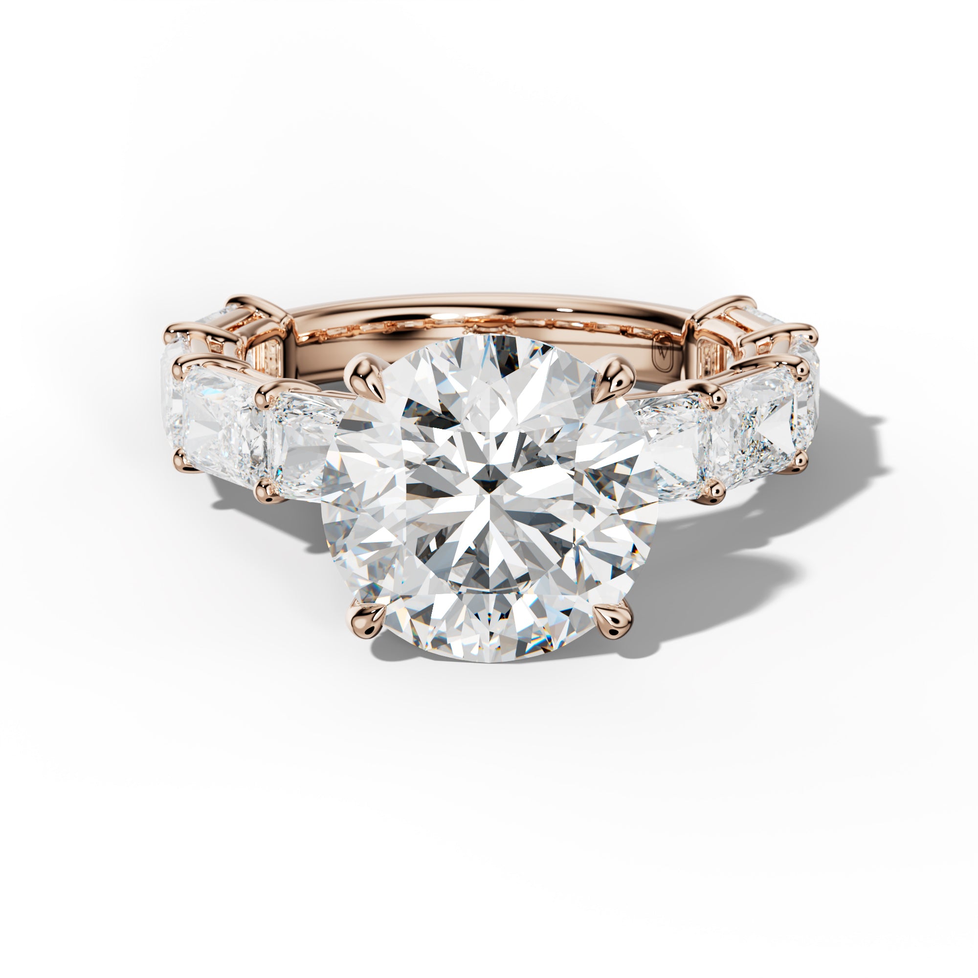 Raelynn Round Diamond Engagement Ring With East West Radiant Side Stones