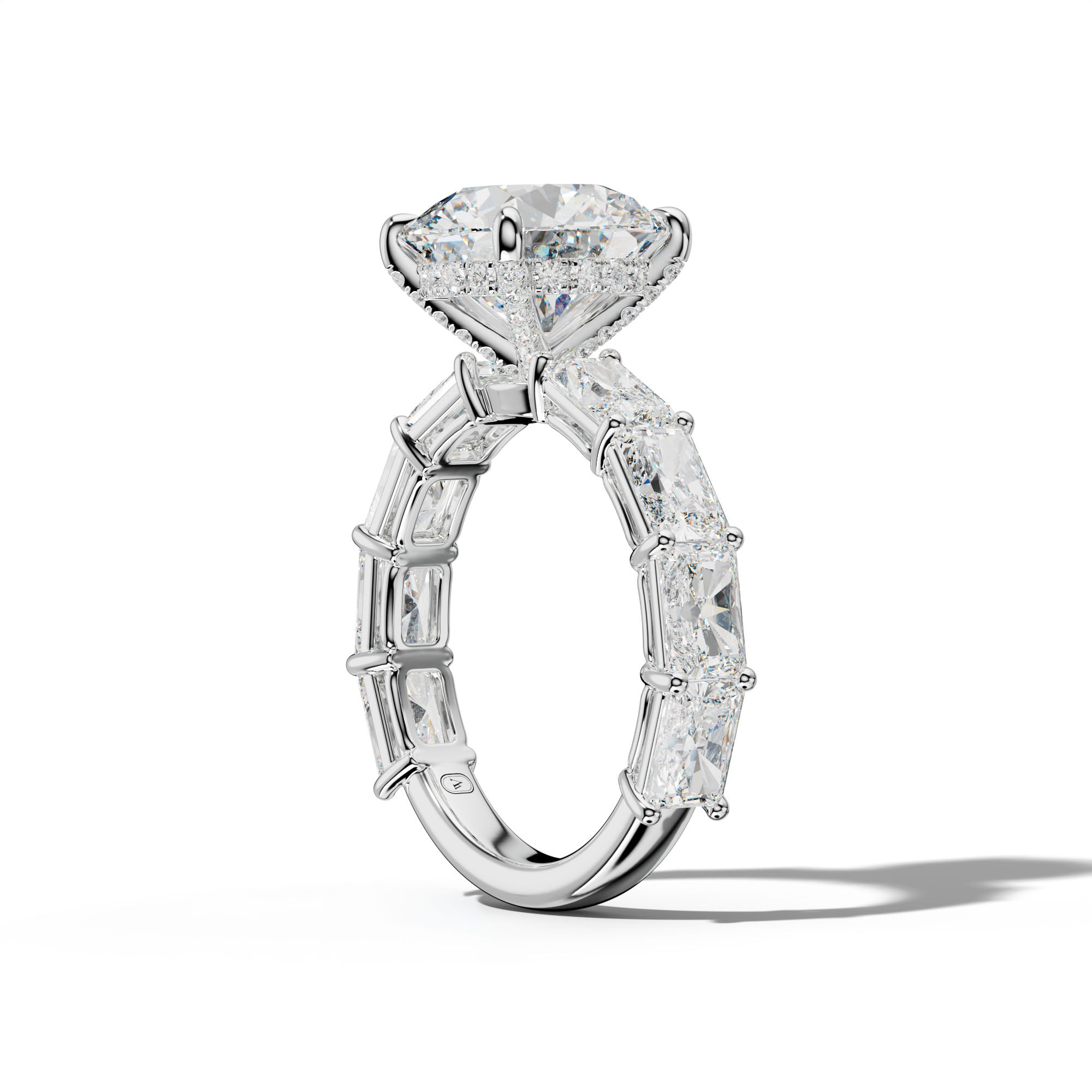 Raelynn Round Diamond Engagement Ring With East West Radiant Side Stones