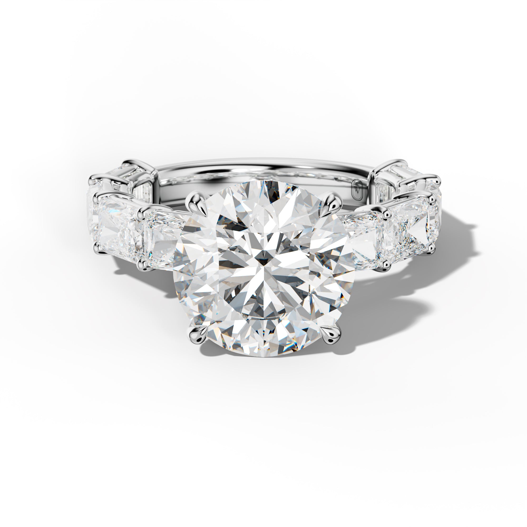 Raelynn Round Diamond Engagement Ring With East West Radiant Side Stones
