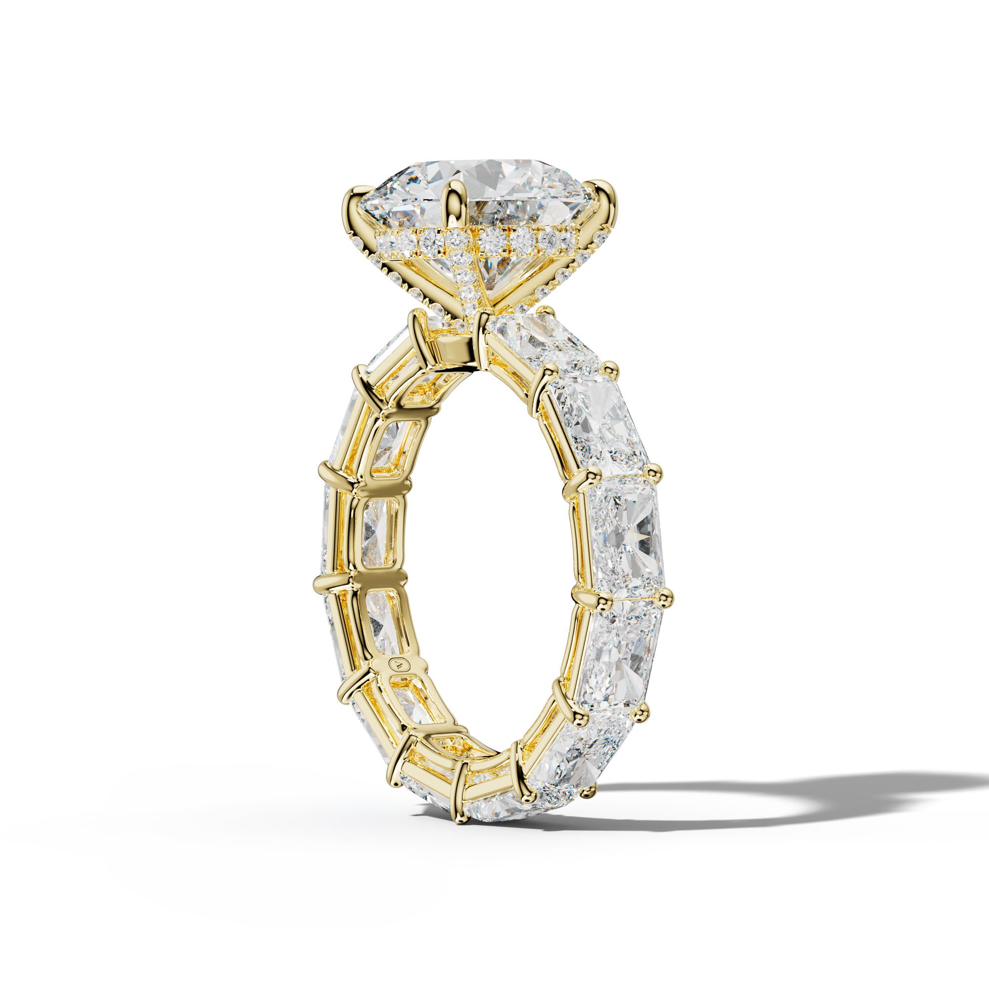 Mavis Round Diamond Engagement Ring With East West Radiant Side Stones