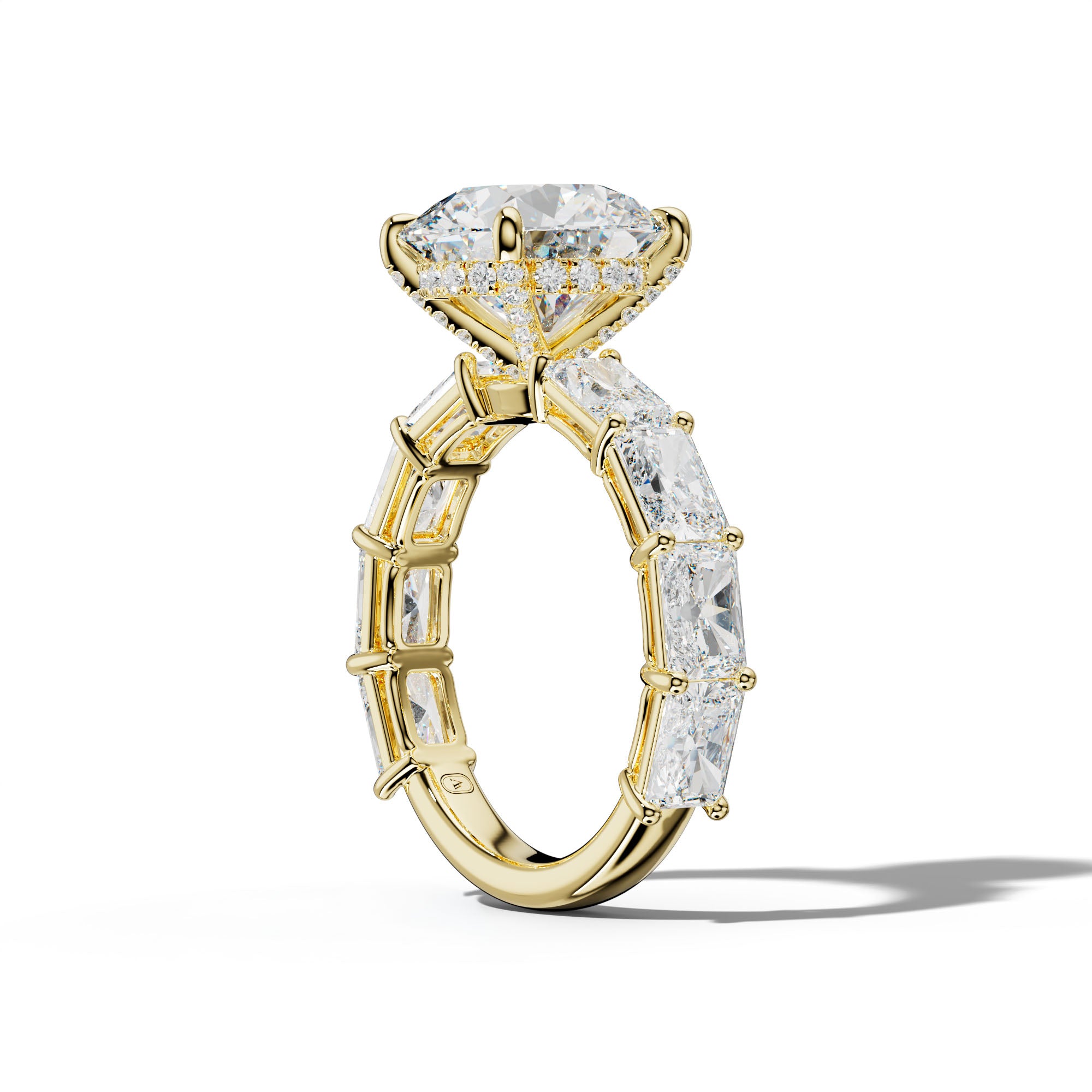 Raelynn Round Diamond Engagement Ring With East West Radiant Side Stones