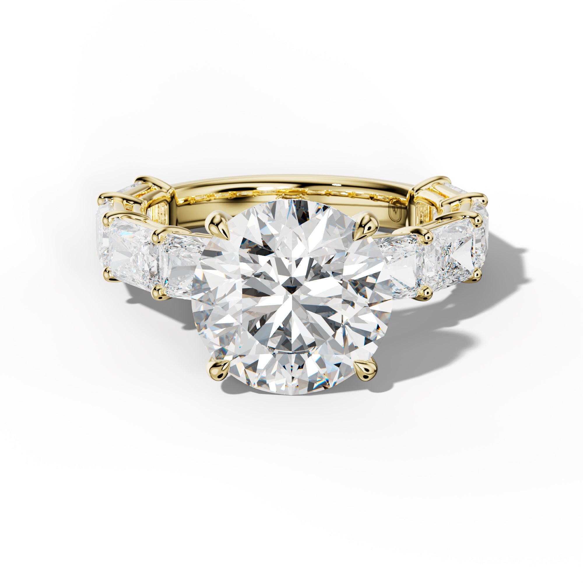 Raelynn Round Diamond Engagement Ring With East West Radiant Side Stones