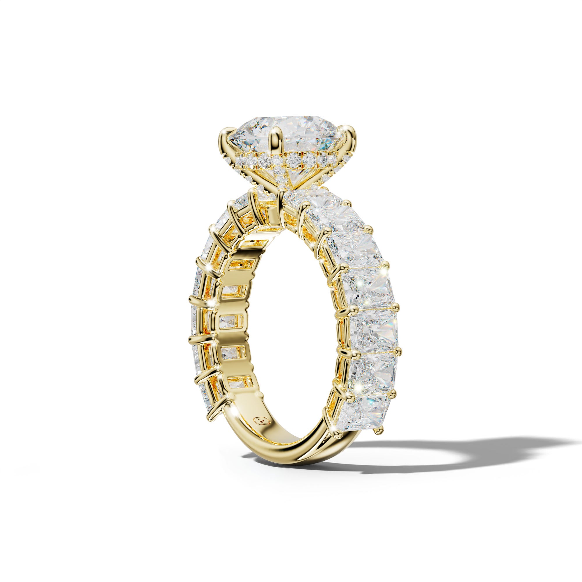 Naomi Round Diamond Engagement Ring With Radiant Side Stones