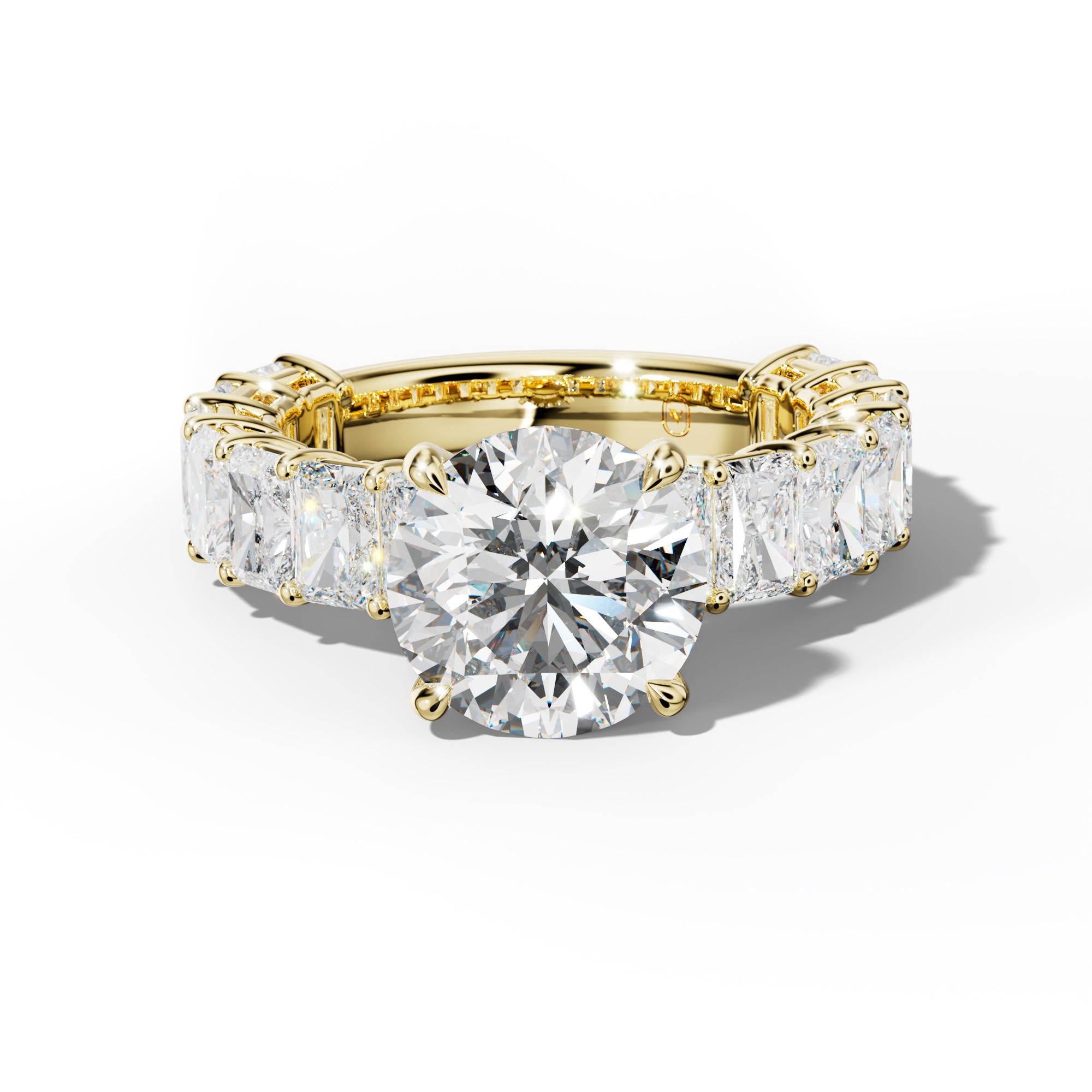 Naomi Round Diamond Engagement Ring With Radiant Side Stones