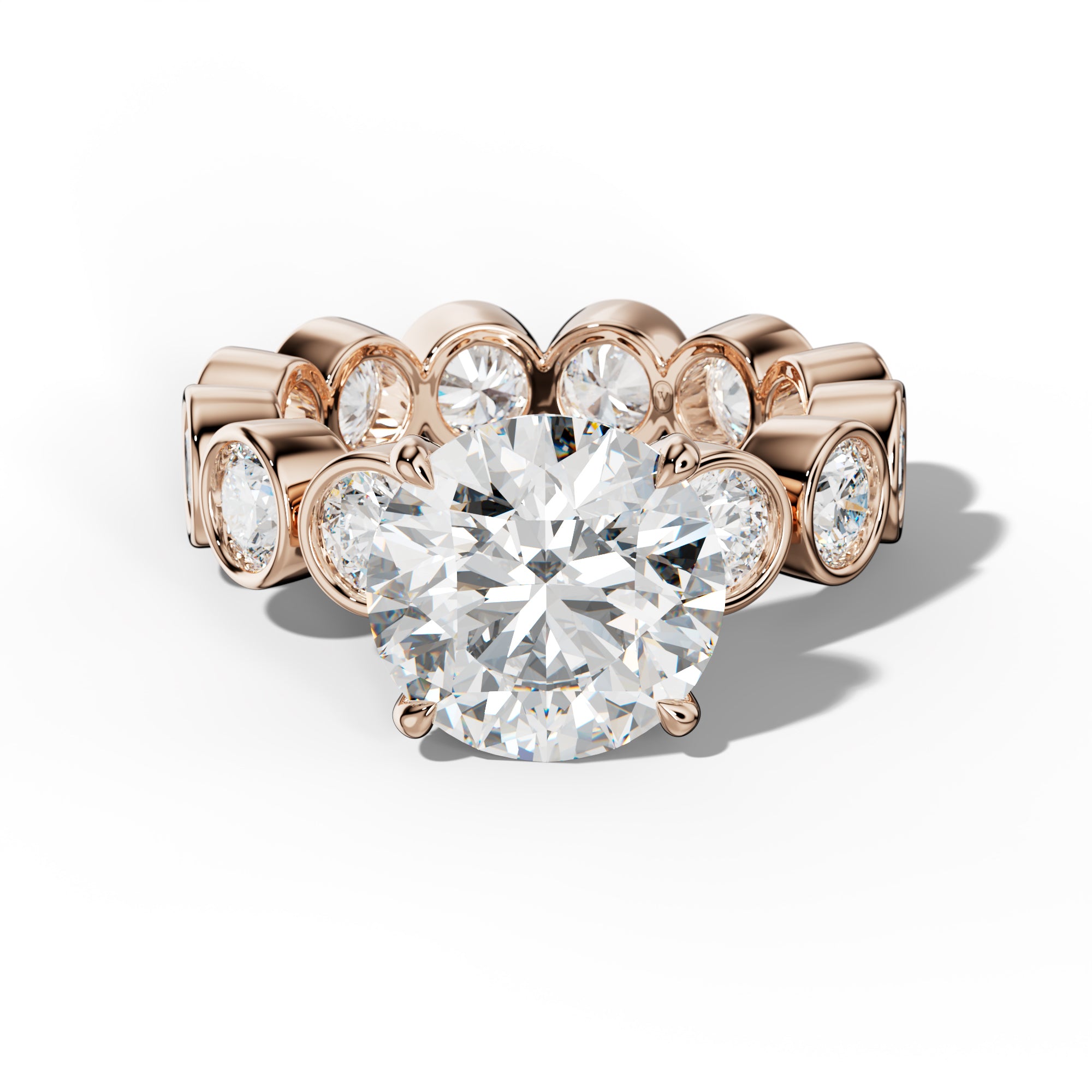 Maeve Round Diamond Engagement Ring With Round Side Stones