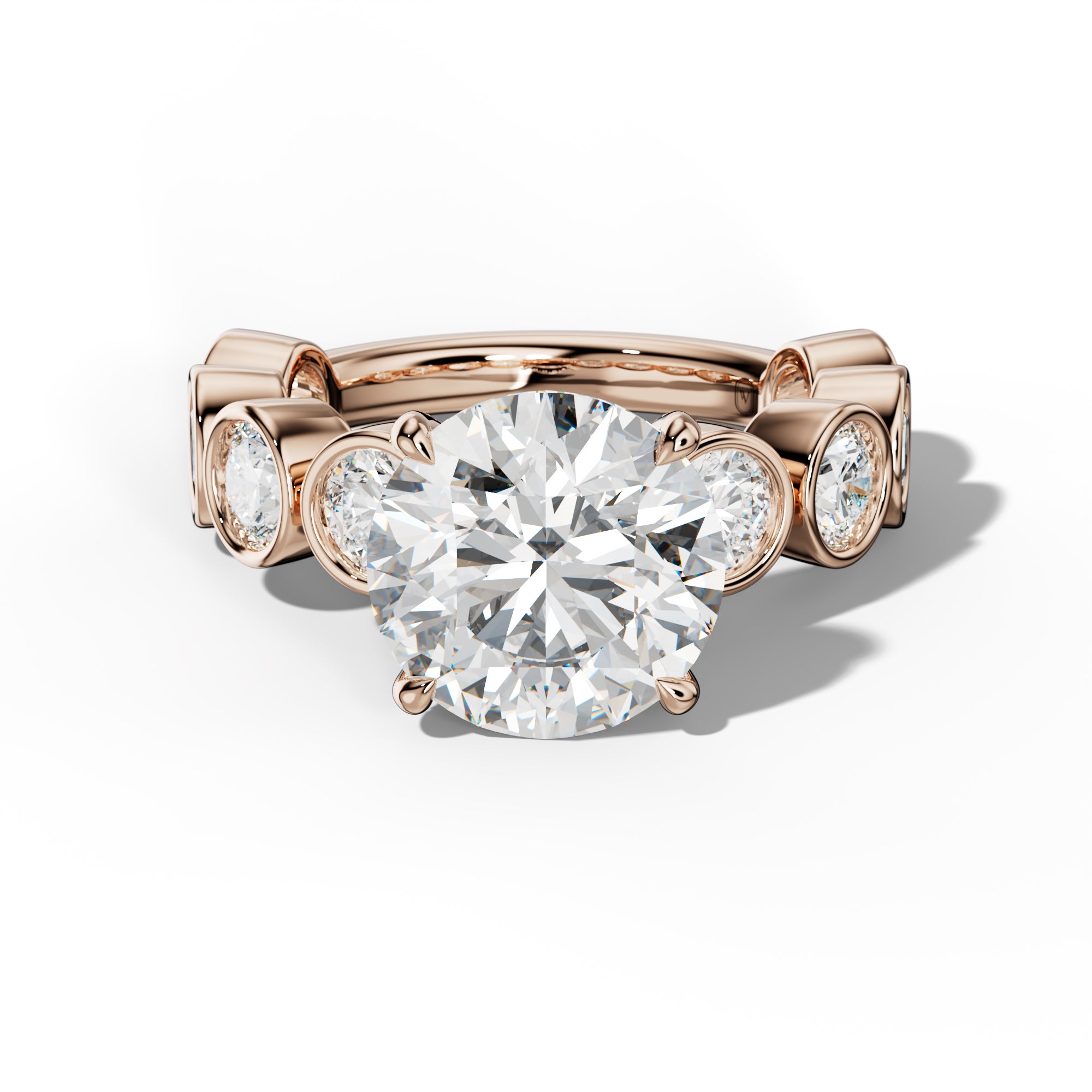 Raegan Round Diamond Engagement Ring With Round Side Stones