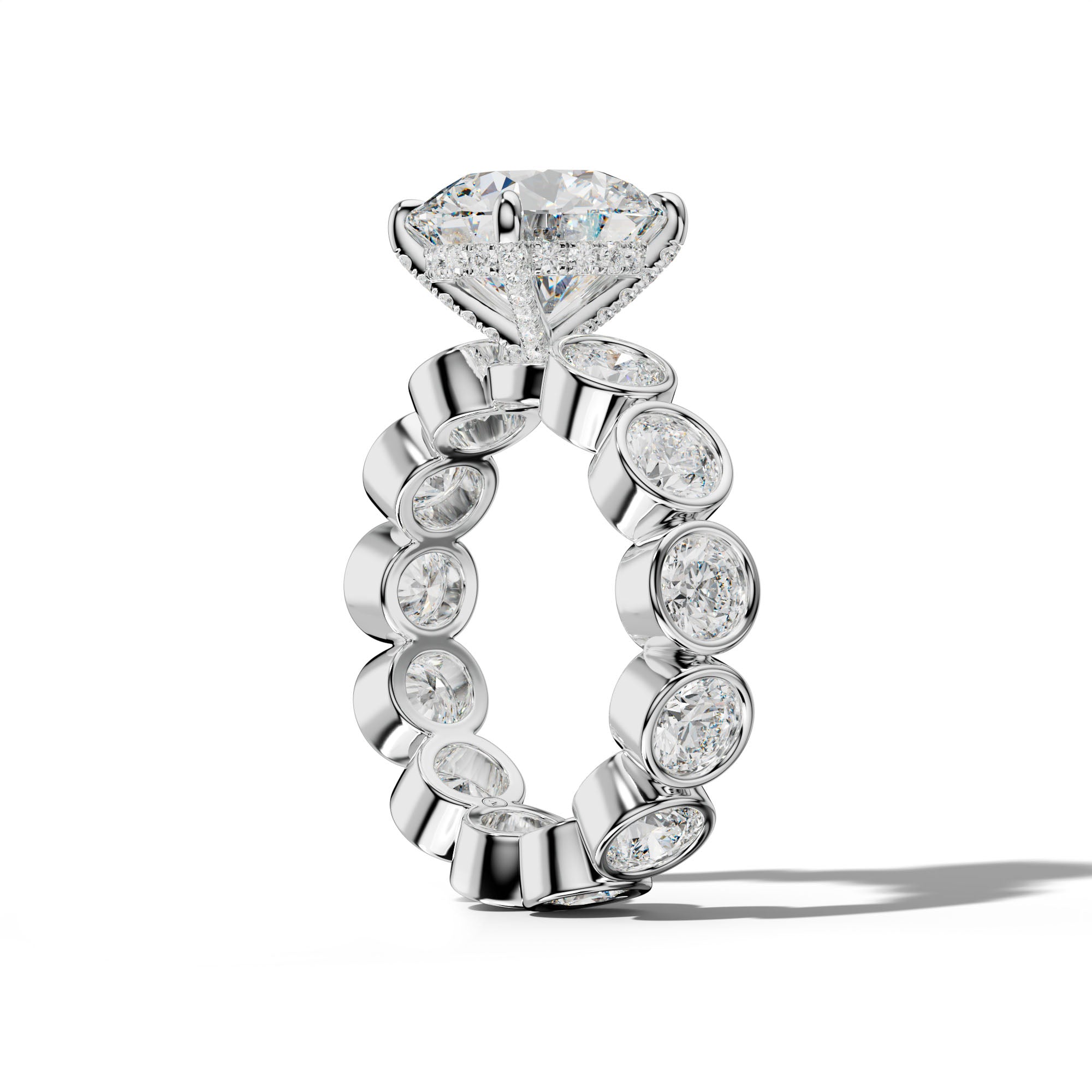 Maeve Round Diamond Engagement Ring With Round Side Stones